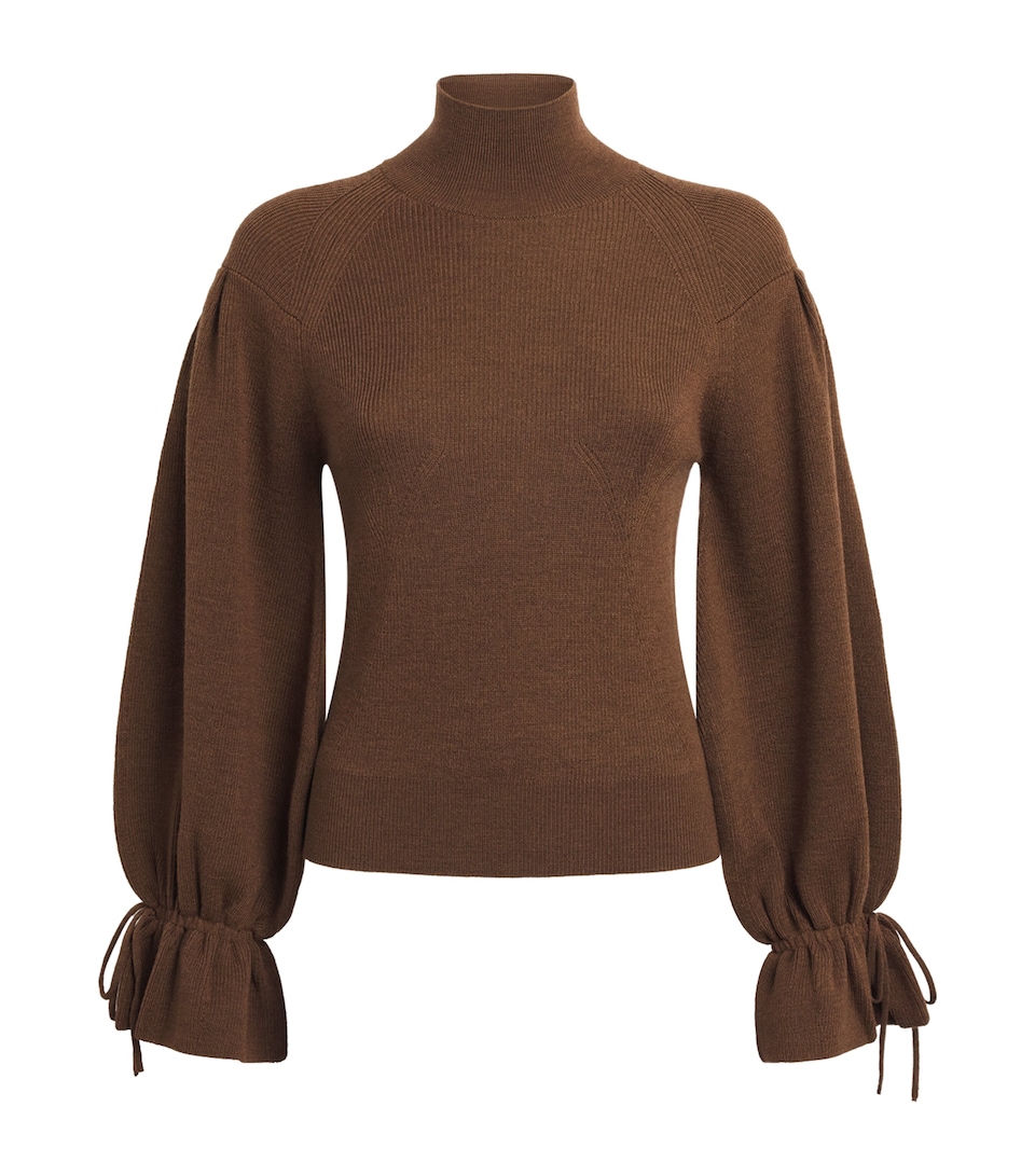 Ulla Johnson Womens Merino Wool Puff-Sleeve Camille Sweater Clove