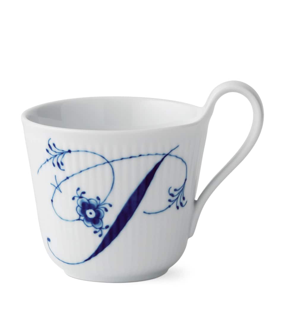 Royal Copenhagen Porcelain Fluted Alphabet Mug Blue