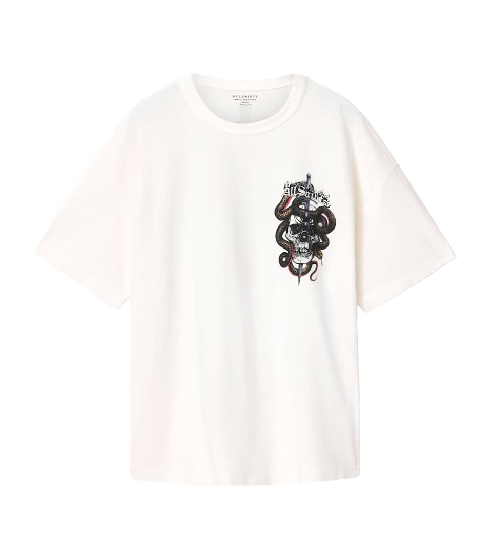 AllSaints Mens Organic Cotton Araknid T-Shirt Chalk White