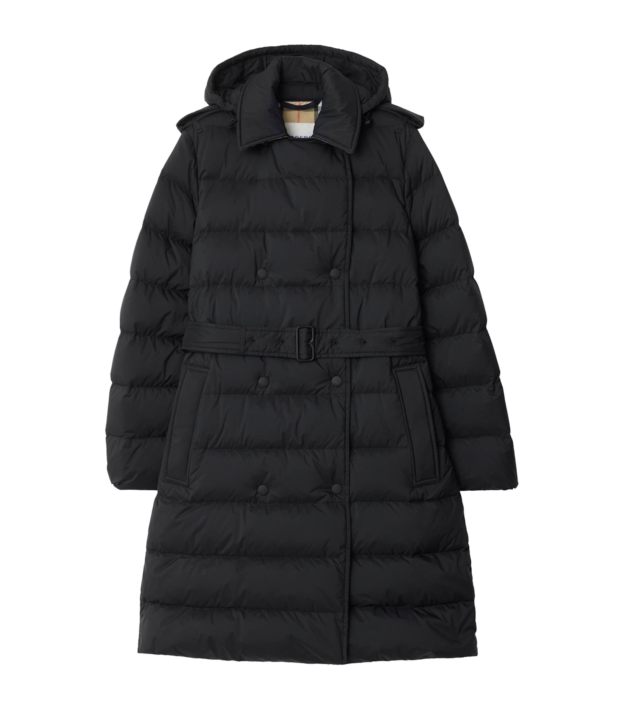 Burberry Womens Hooded Puffer Coat Black
