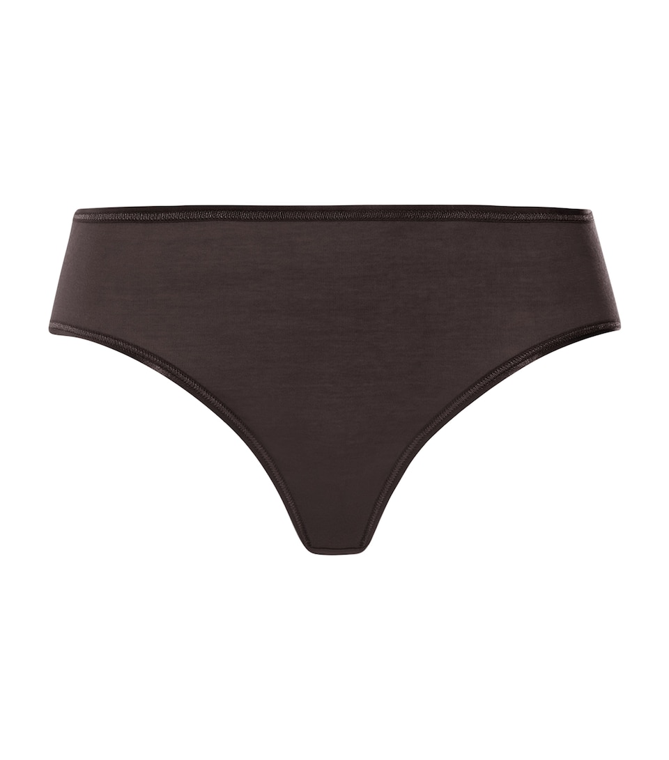 Hanro Womens Cotton Midi Briefs Dark Mocha