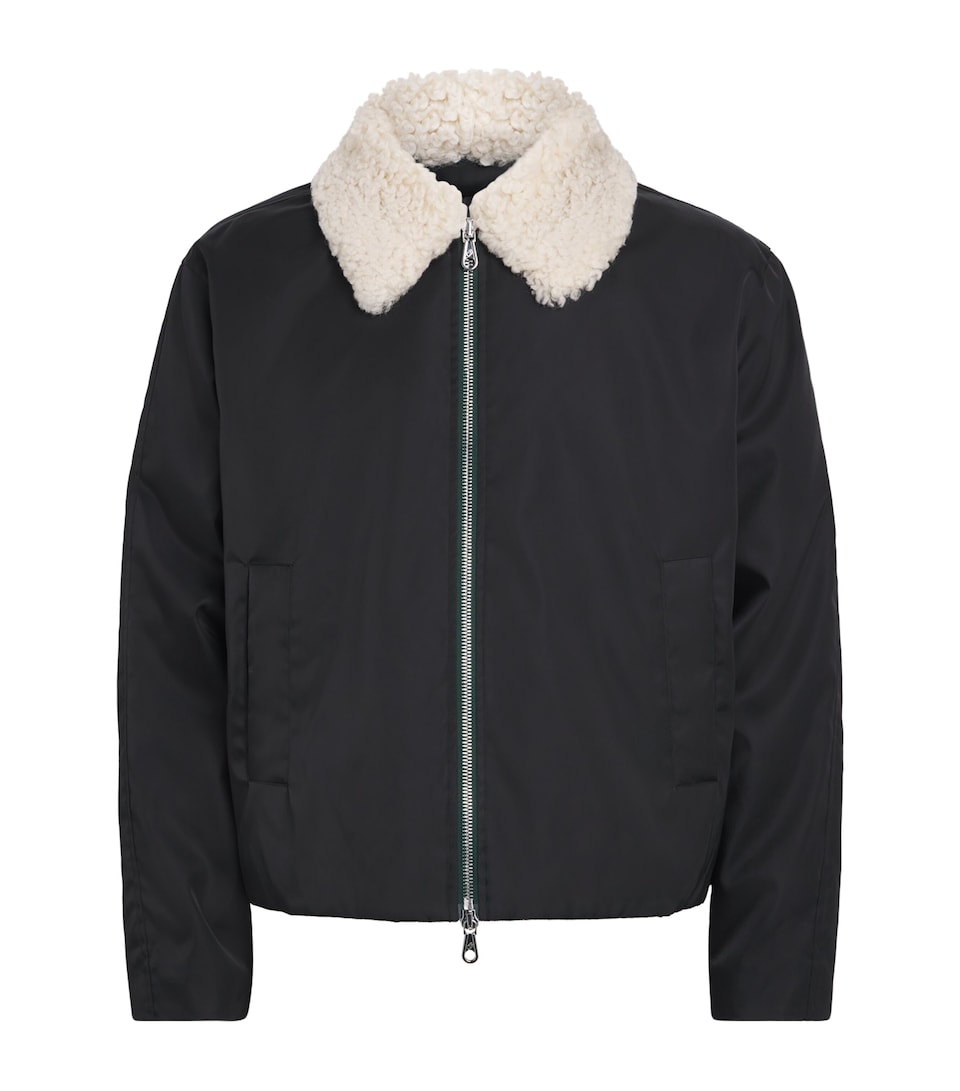 Faux Fur-Collar Bomber Jacket