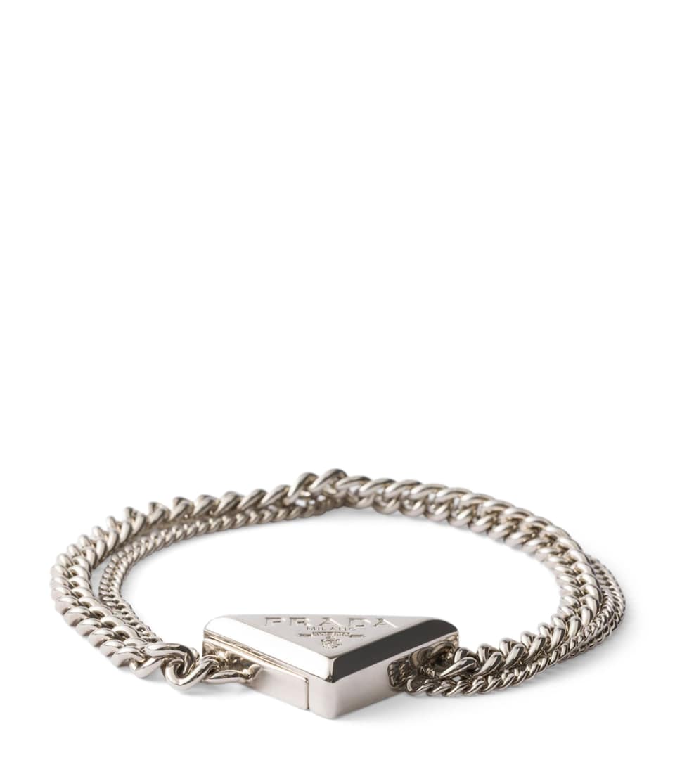 Prada Brass Triangle Bracelet Gold/silver