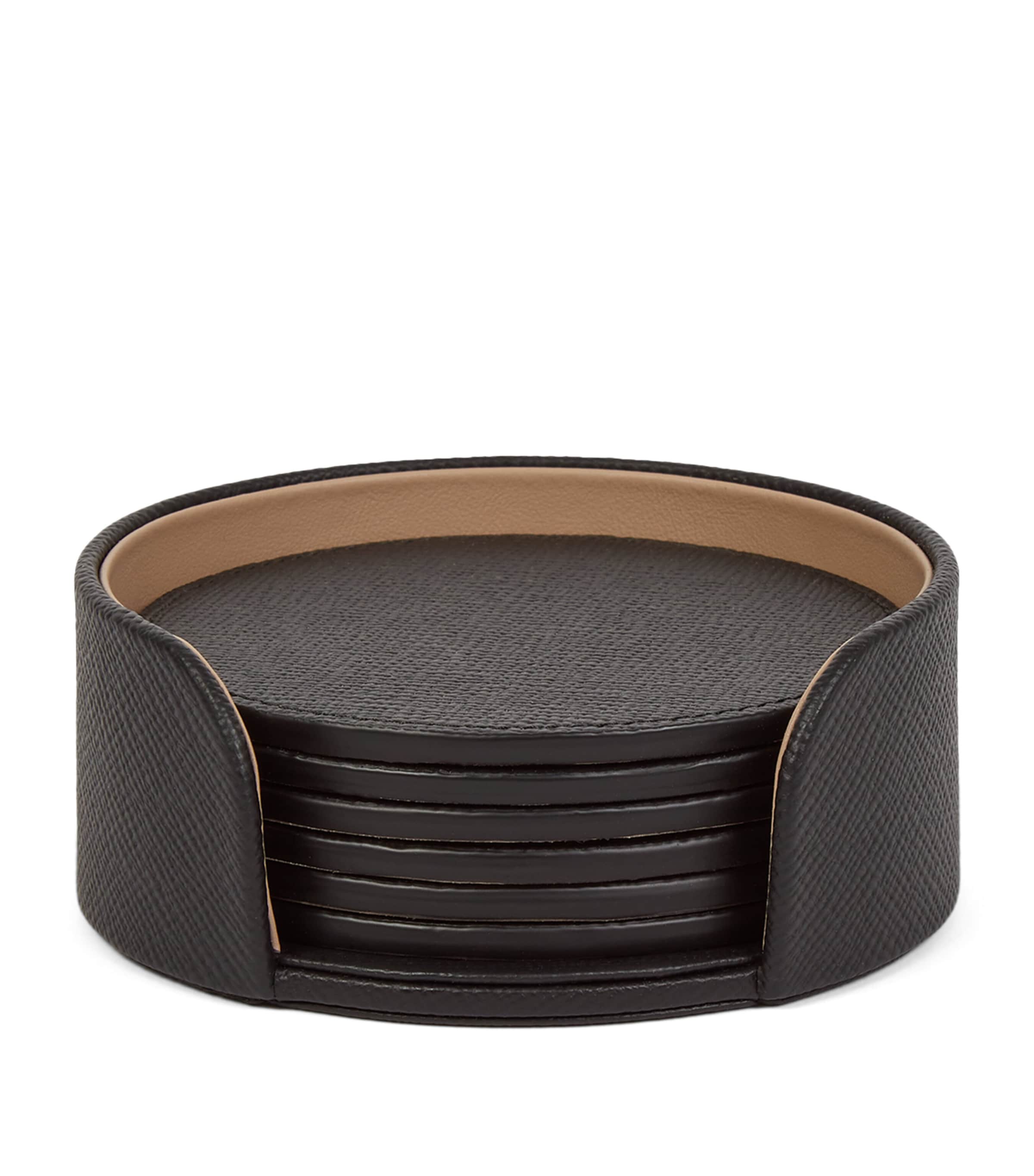 Smythson Panama Leather Coasters (Set of 6) Black
