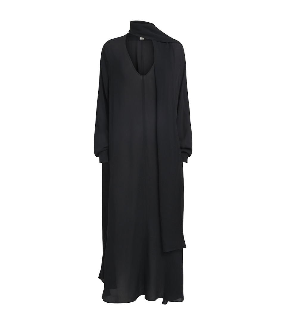 Toteme Womens Scoop-Neck Scarf Maxi Dress Black