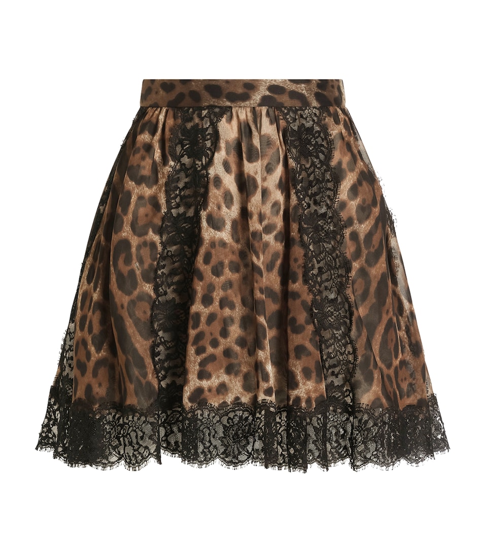 Dolce&Gabbana Womens Silk-Blend Leopard Mini Skirt Leo New