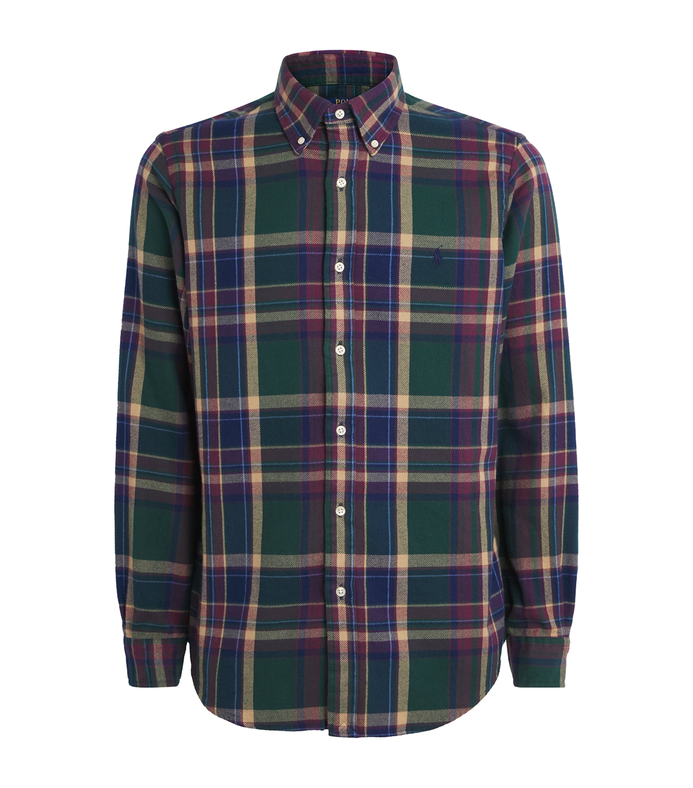 Polo Ralph Lauren Mens Flannel Plaid Shirt Frst Brgndy Mlt