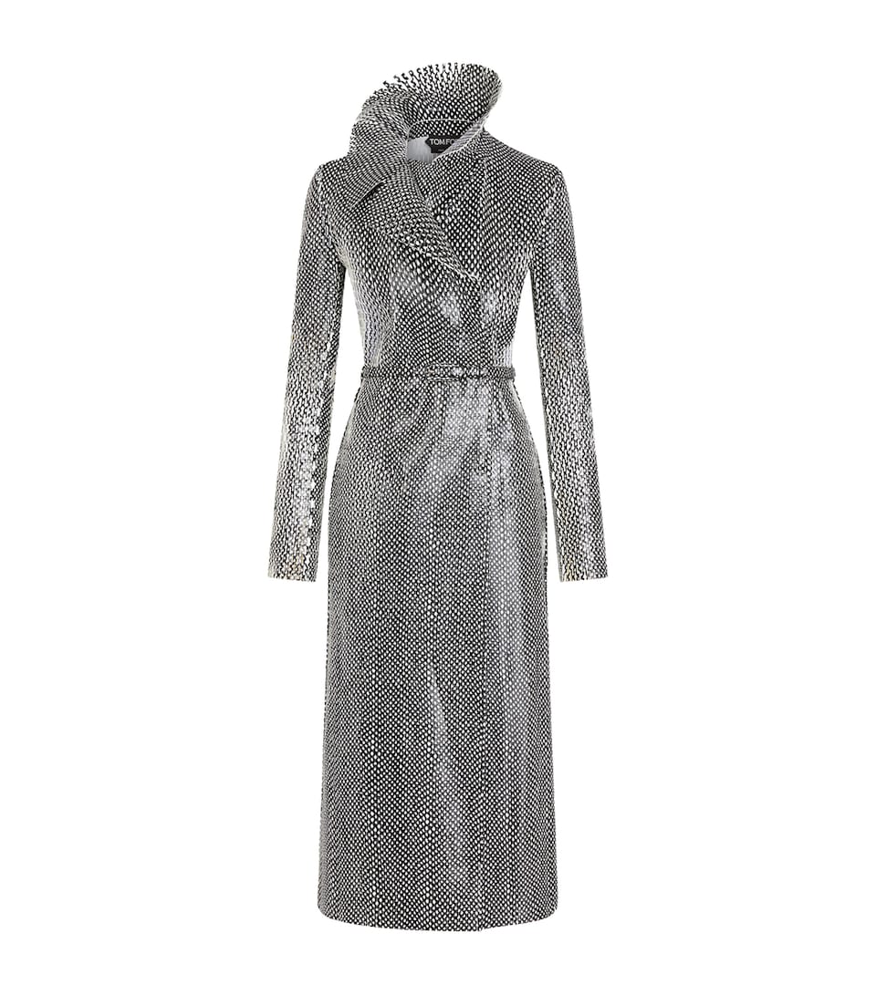 TOM FORD Womens Perforated Leather Trench Coat Nww
