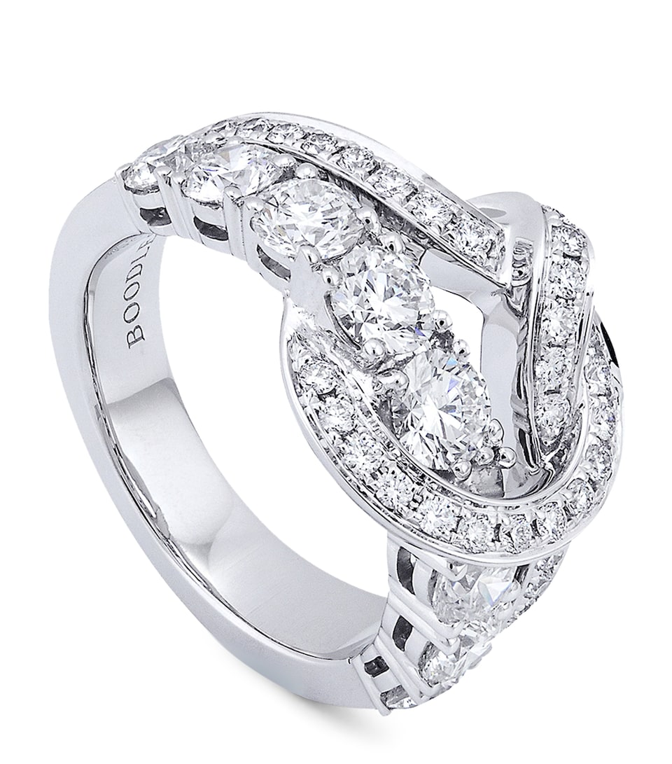 Boodles White Gold and Diamond The Knot Medium Ring Silver