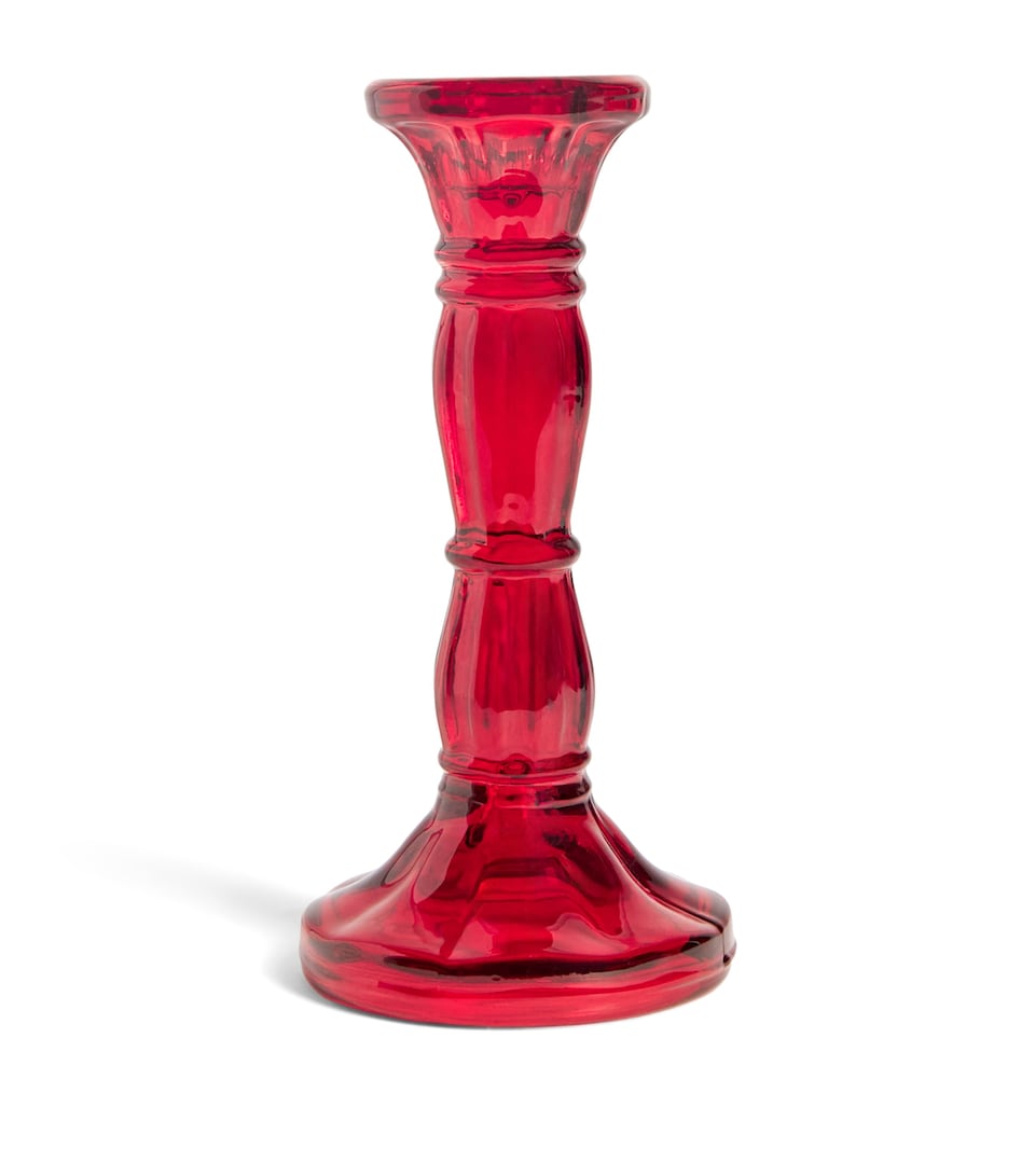 Harrods Glass Candlestick Red