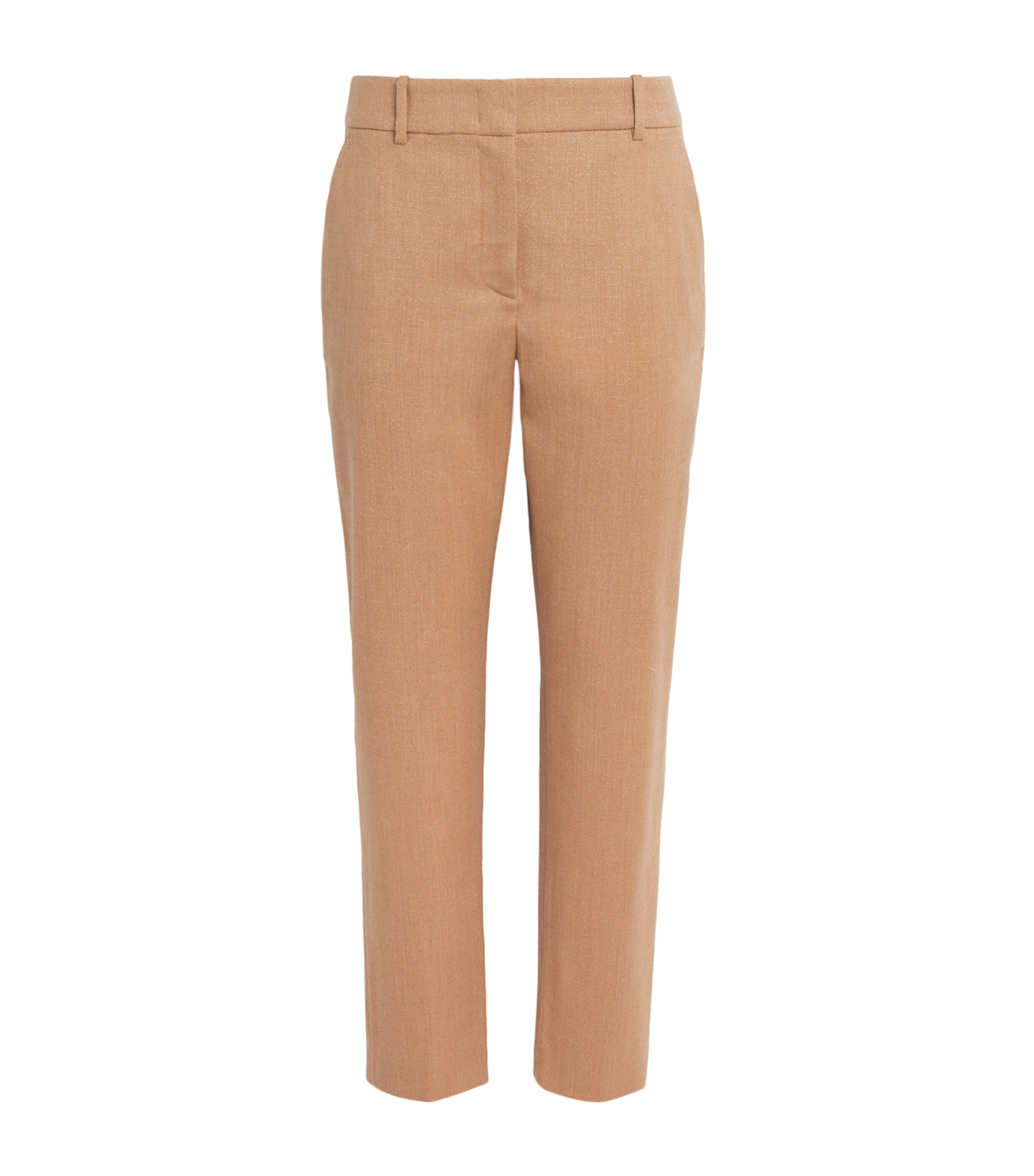 Wool-Blend Metallic Straight Trousers