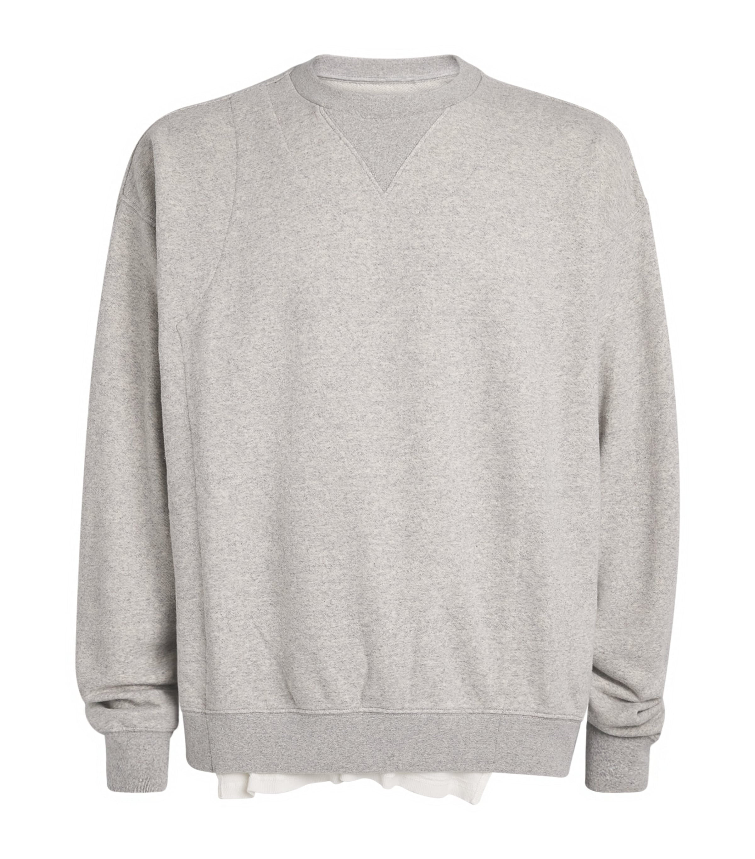 Maison Margiela Mens Cotton Double-Layered Sweatshirt Grey Melange