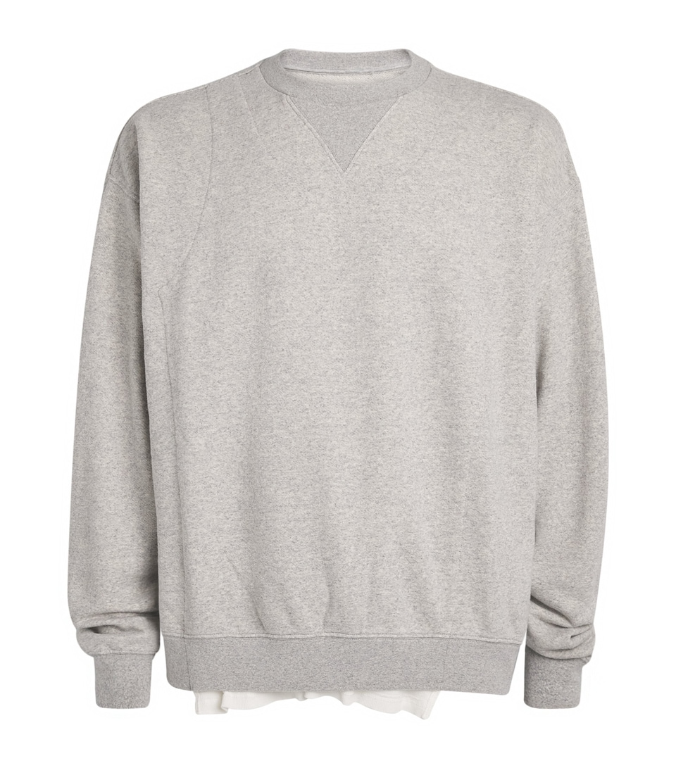 Maison Margiela Mens Cotton Double-Layered Sweatshirt Grey Melange