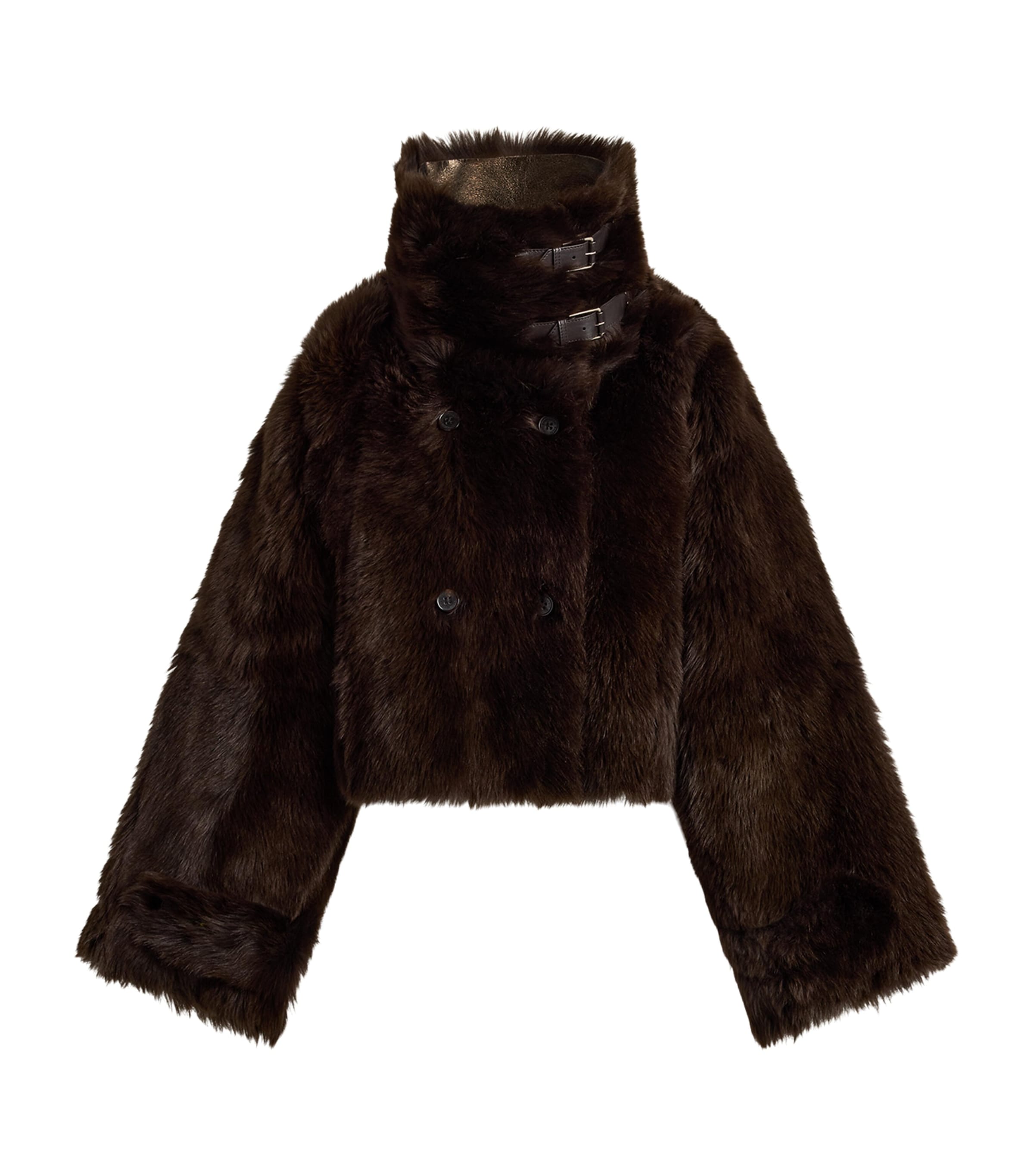 Ralph Lauren Collection Womens Shearling Coat Dark Brown/tarnished