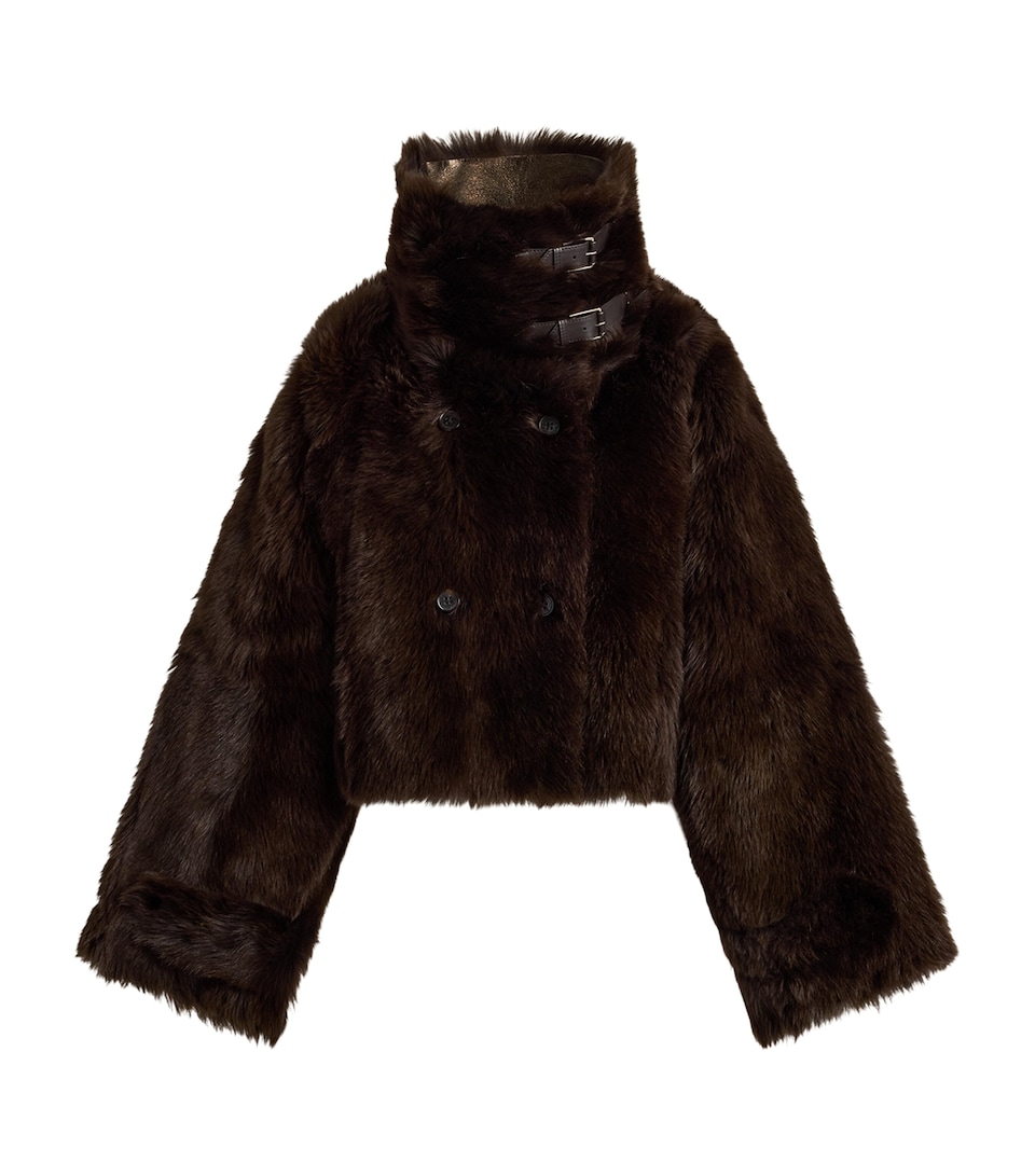 Ralph Lauren Collection Womens Shearling Coat Dark Brown/tarnished