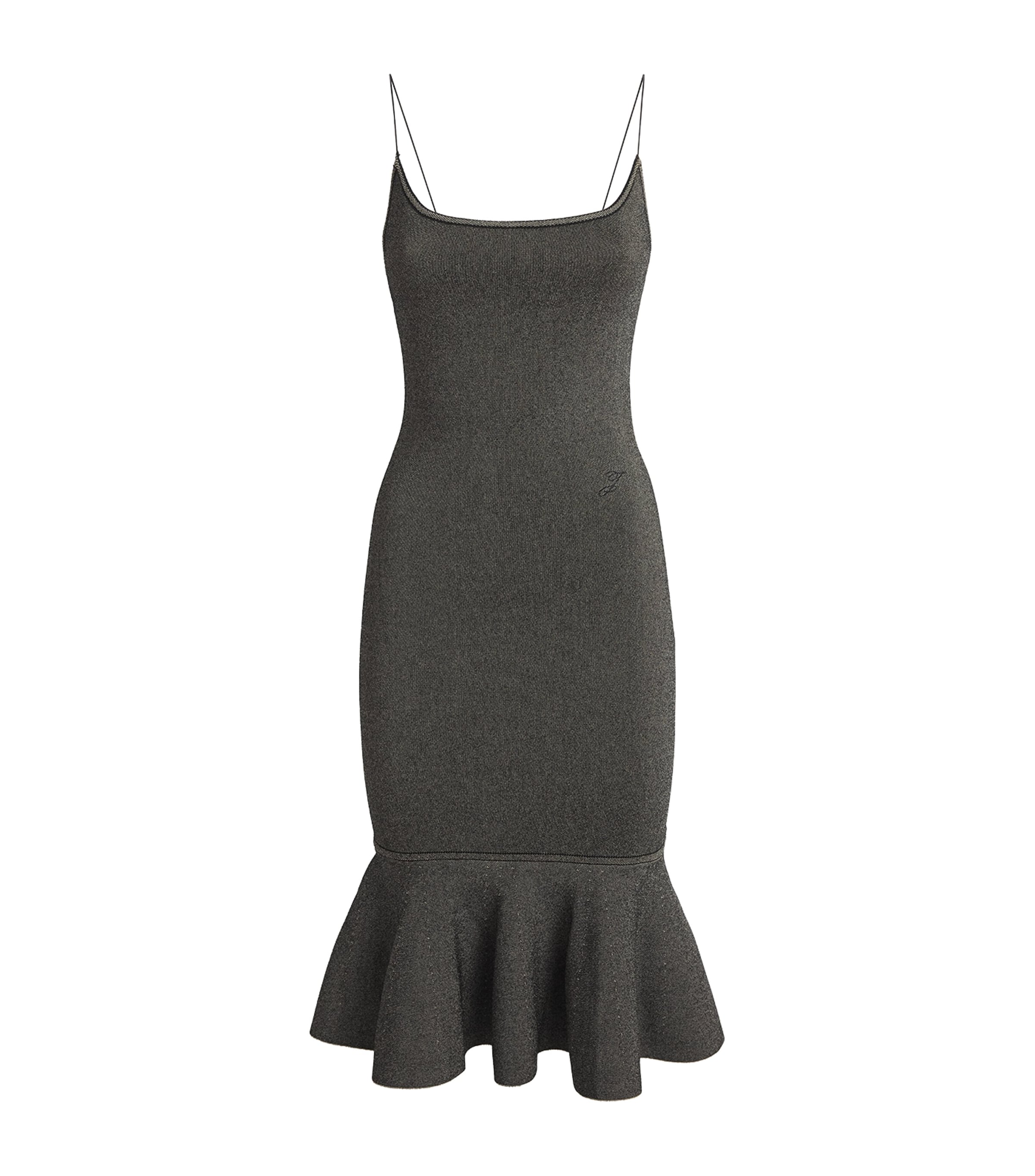Jacquemus Womens Knitted Pina Midi Dress Dark Beige