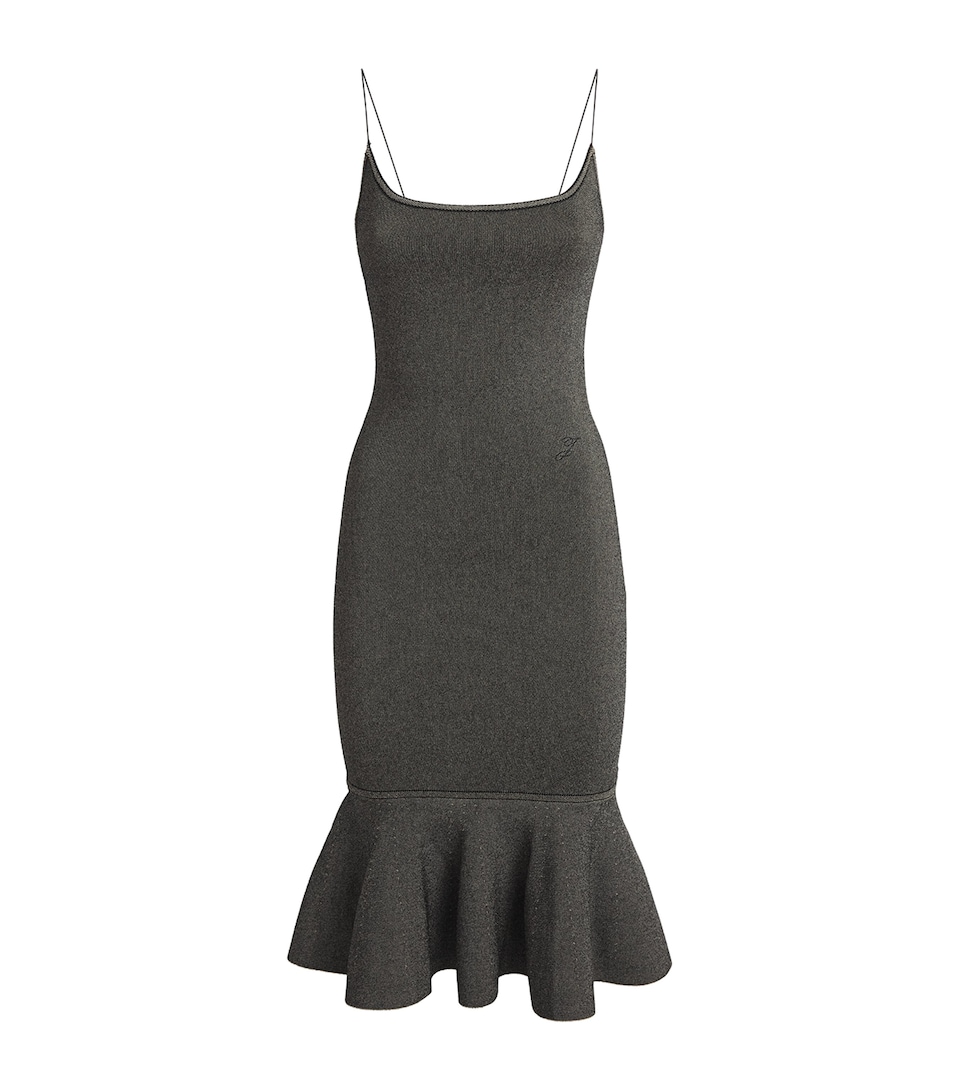 Jacquemus Womens Knitted Pina Midi Dress Dark Beige