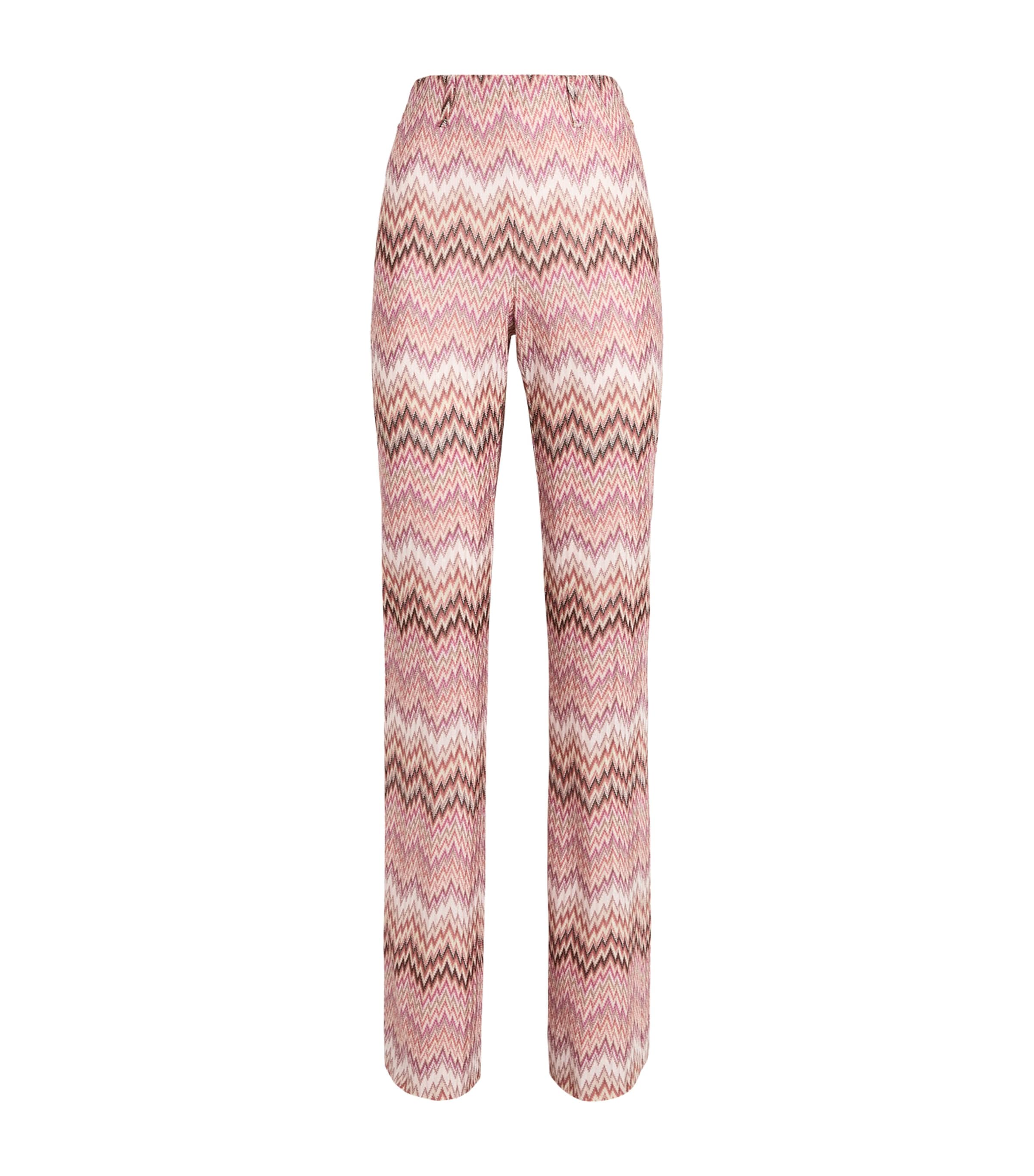 Missoni Womens Zigzag Flared Trousers Pink White