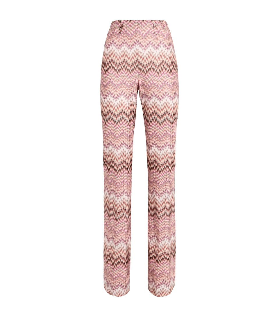 Missoni Womens Zigzag Flared Trousers Pink White