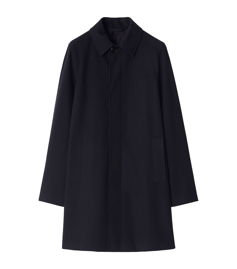 Burberry Mens Cashmere Mid-Length Car Coat Navy