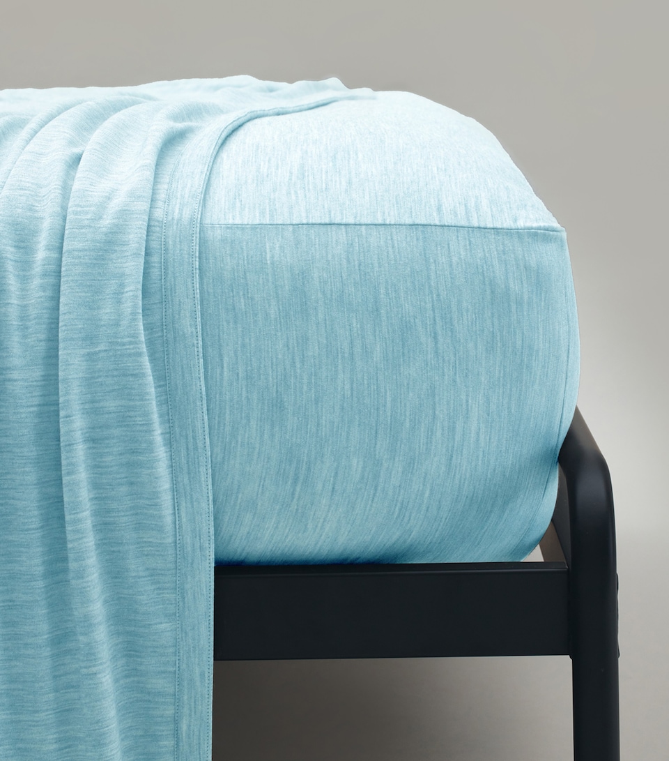 SHLEEP Merino Jersey Super King Fitted Sheet (180cm x 200cm) Cloudless Blue