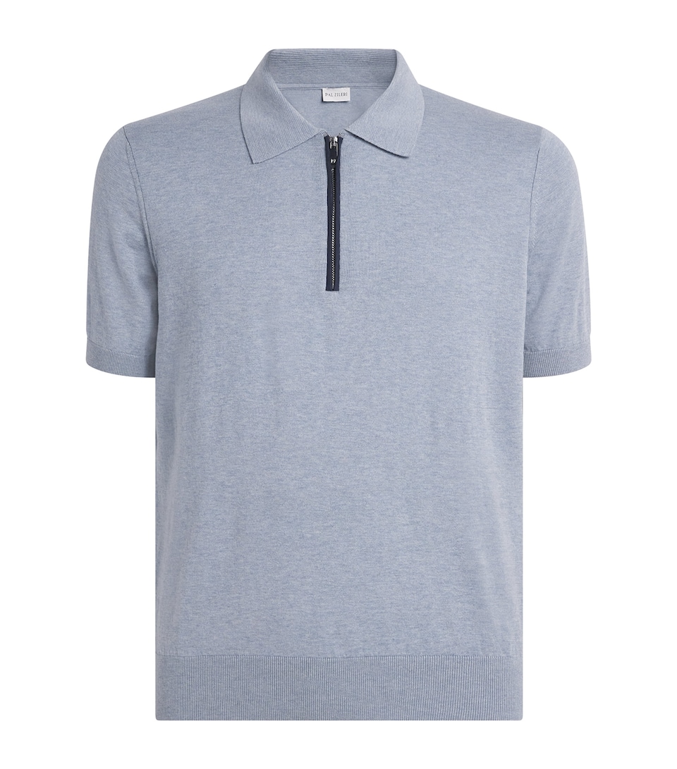 Cotton Zip-Up Polo Shirt