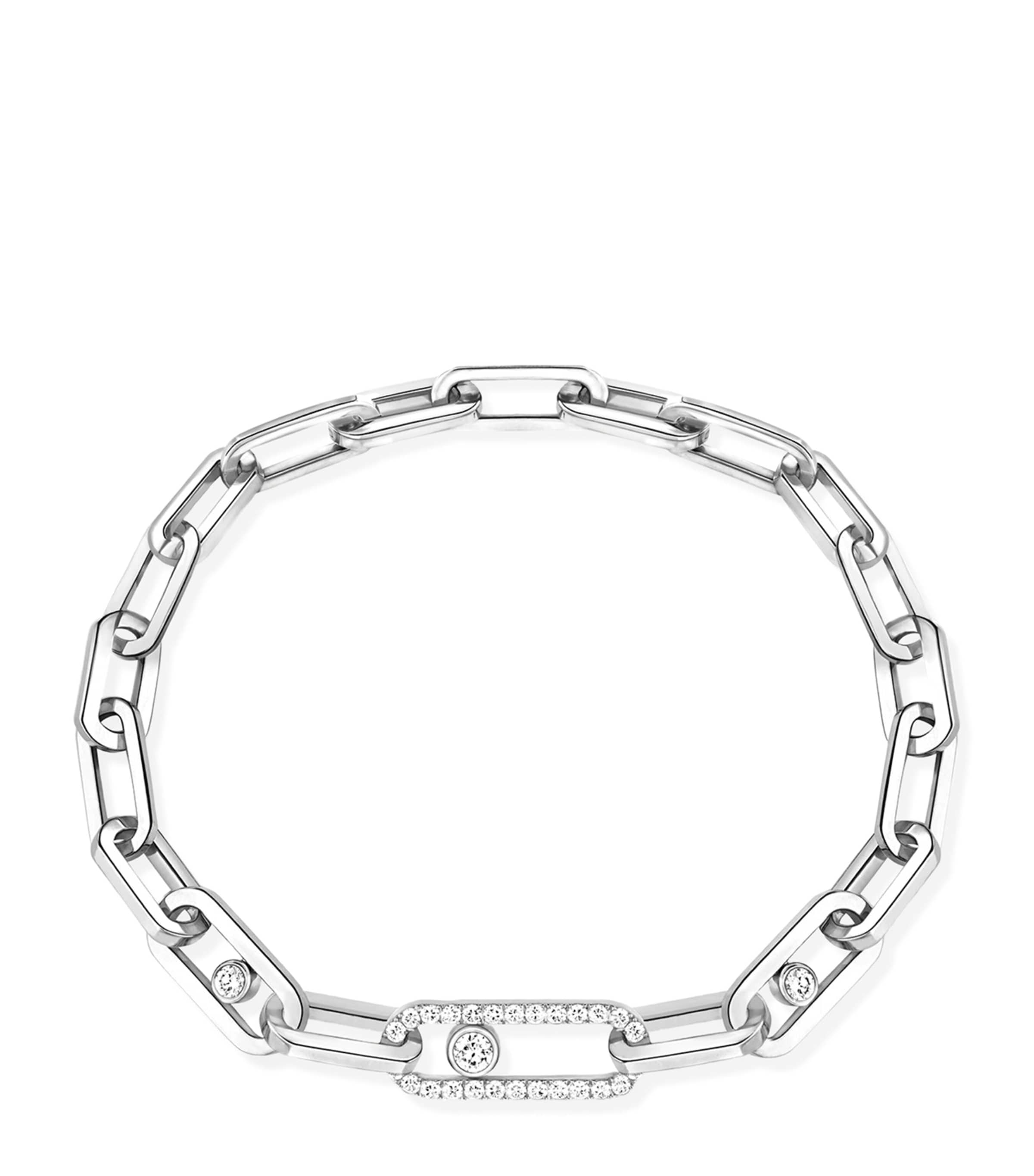 White Gold and Diamond Move Link Bracelet