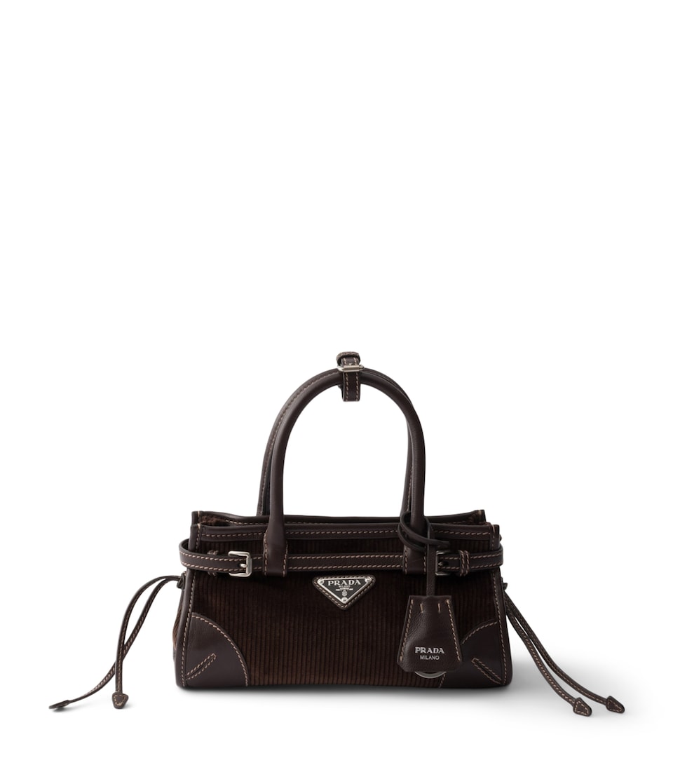 Prada Small Corduroy Bonnie Shoulder Bag Brown