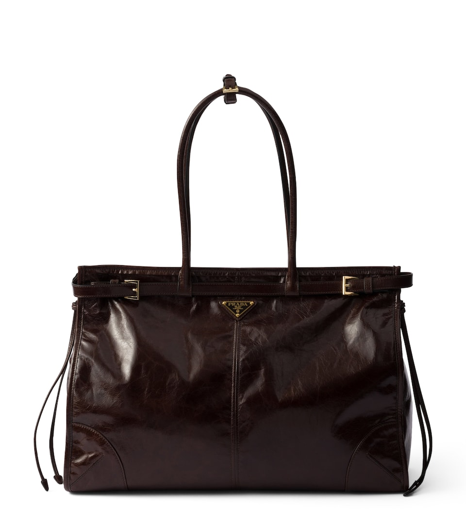 Large Leather Buckle Tote Bag