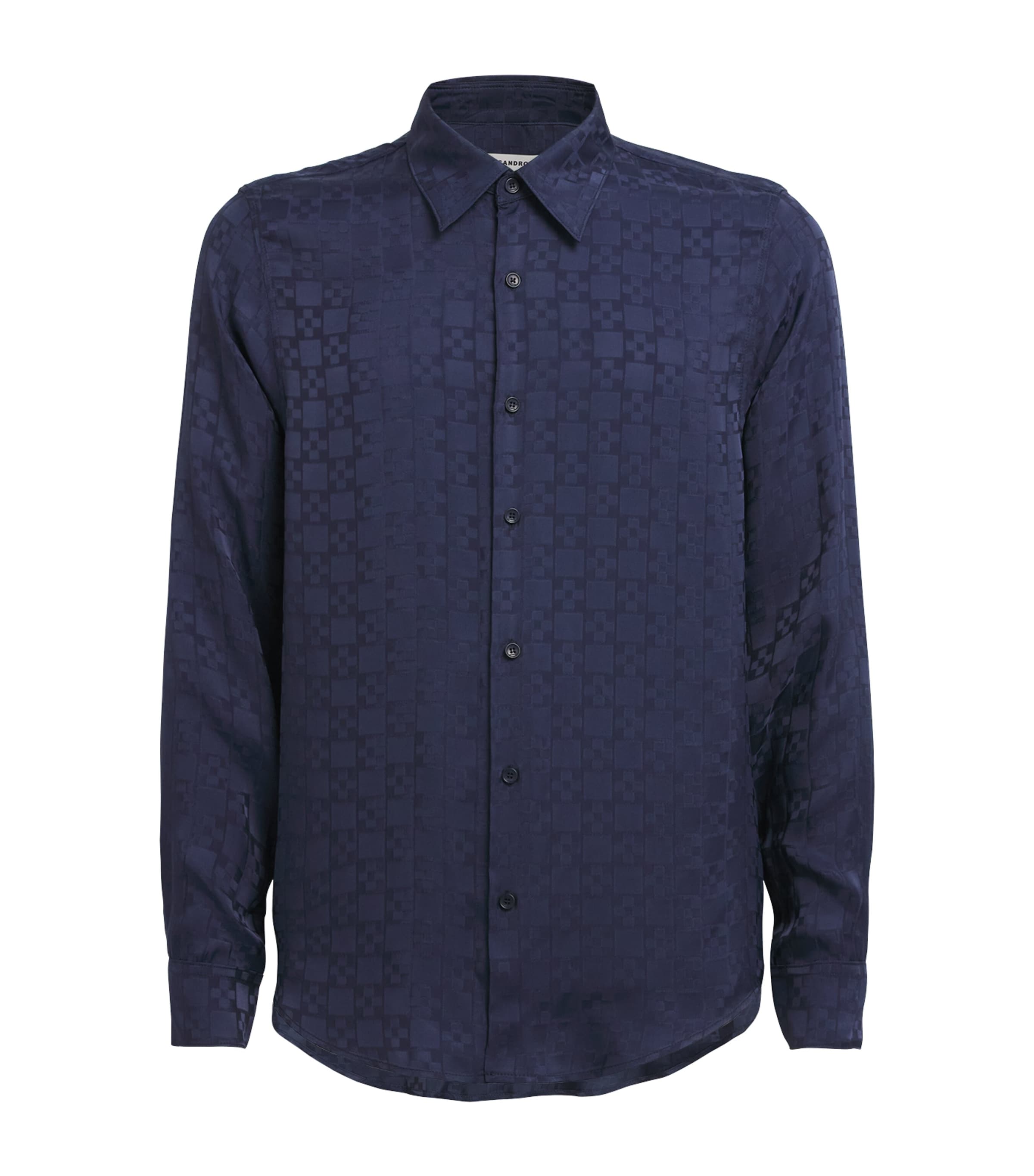 Sandro Paris Mens Jacquard Square Cross Shirt Navy Blue