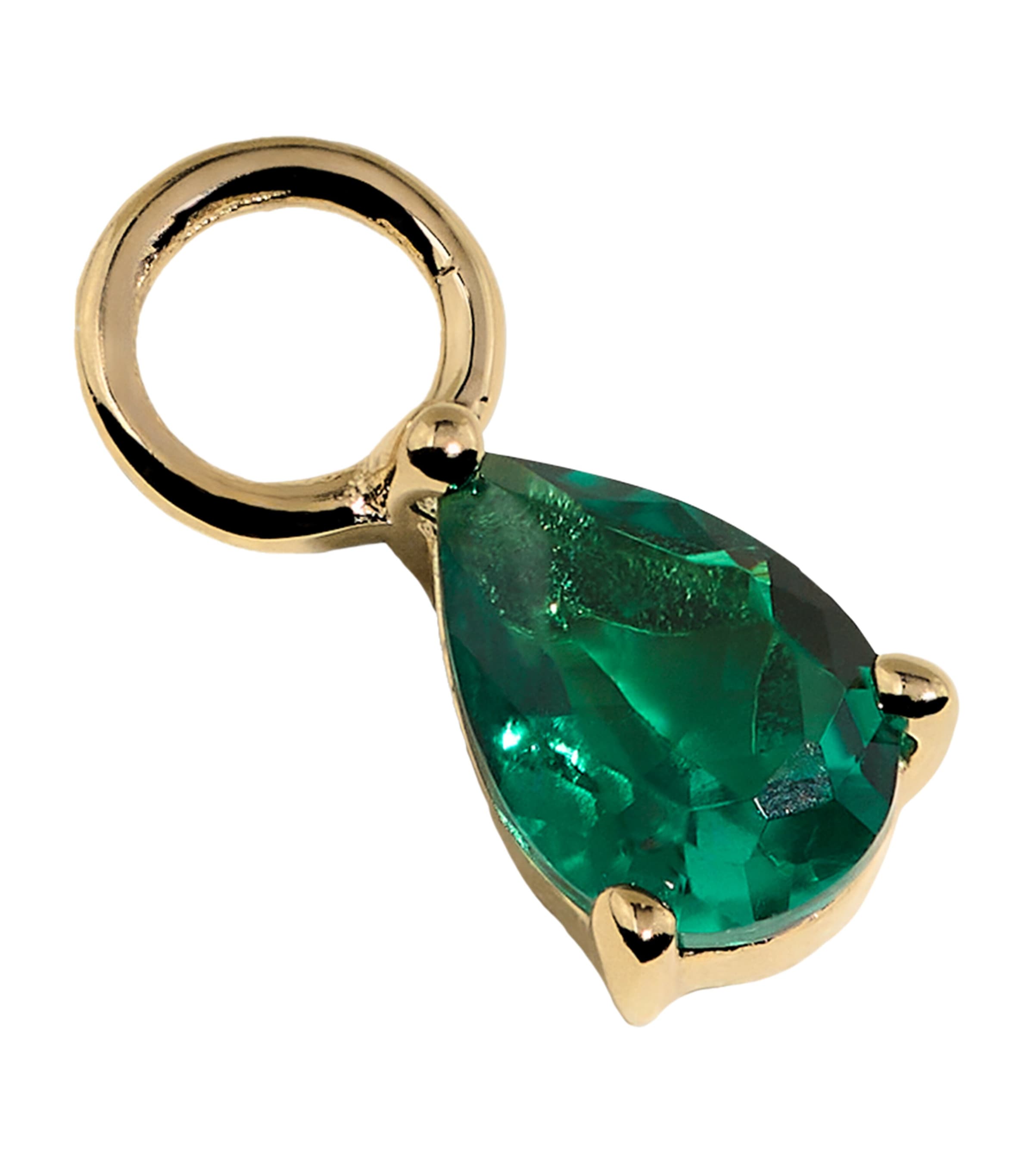 Astrid & Miyu Yellow Gold and Emerald May Birthstone Earring Charm Gold
