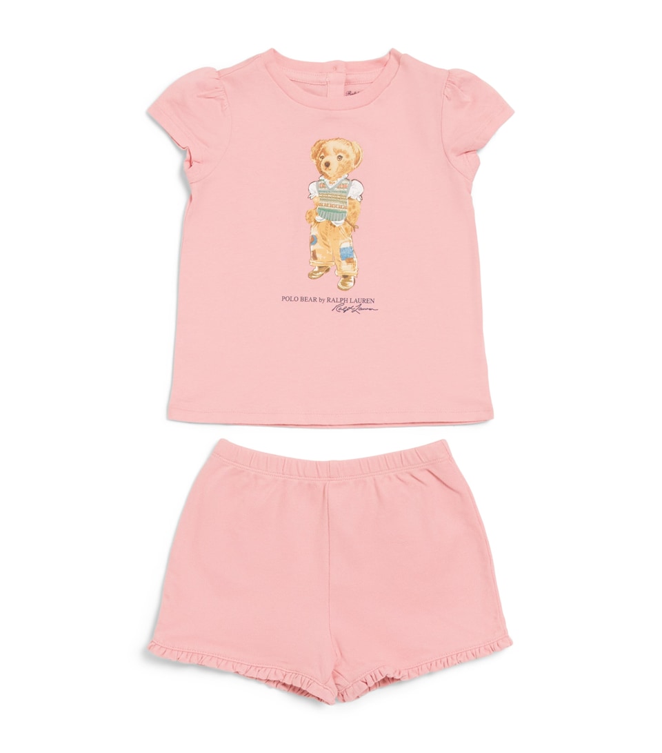 Ralph Lauren Kids Polo Bear T-Shirt and Shorts Set (3-24 Months) Adirondack Rose