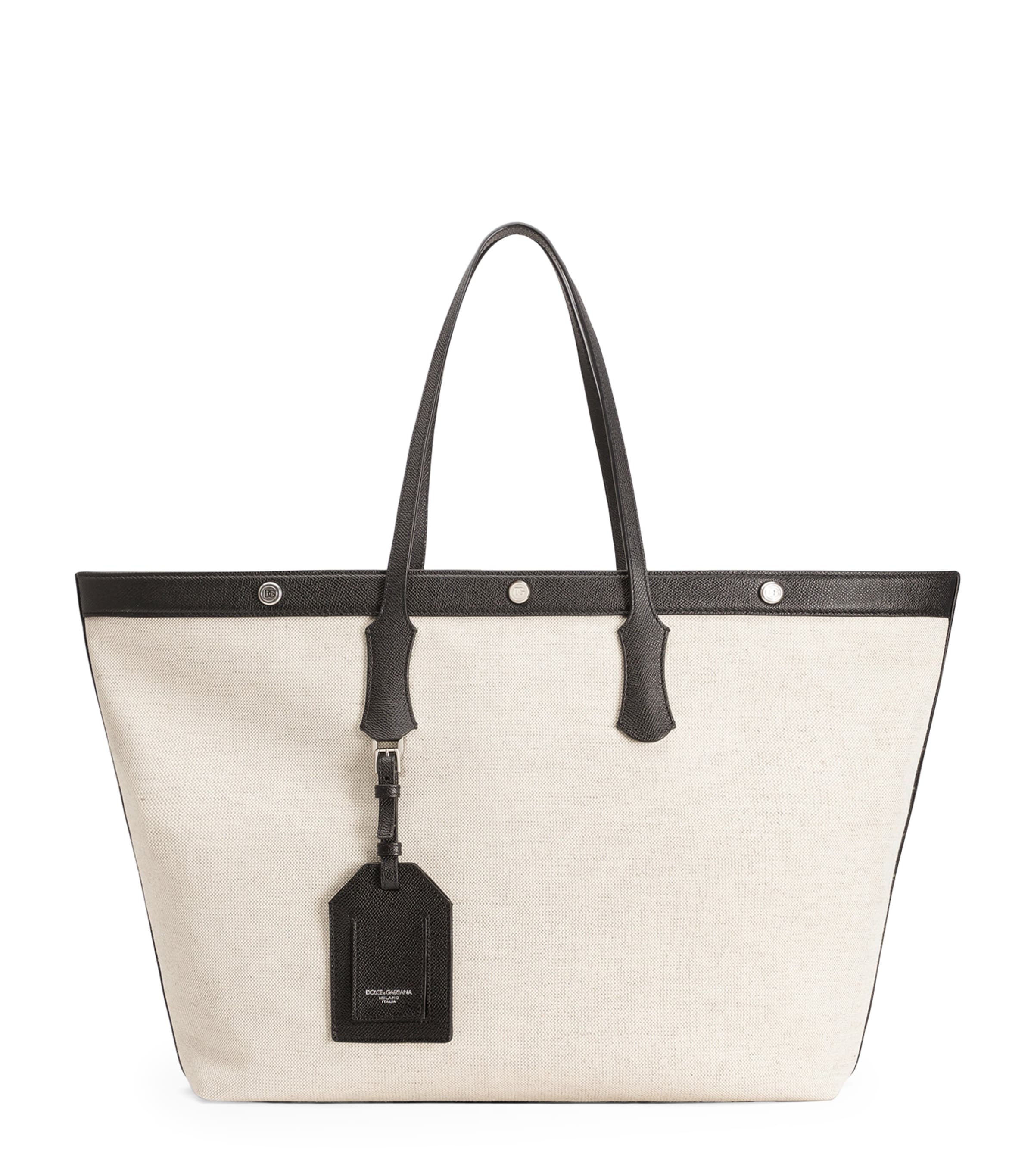 Canvas-Calfskin Tote Bag