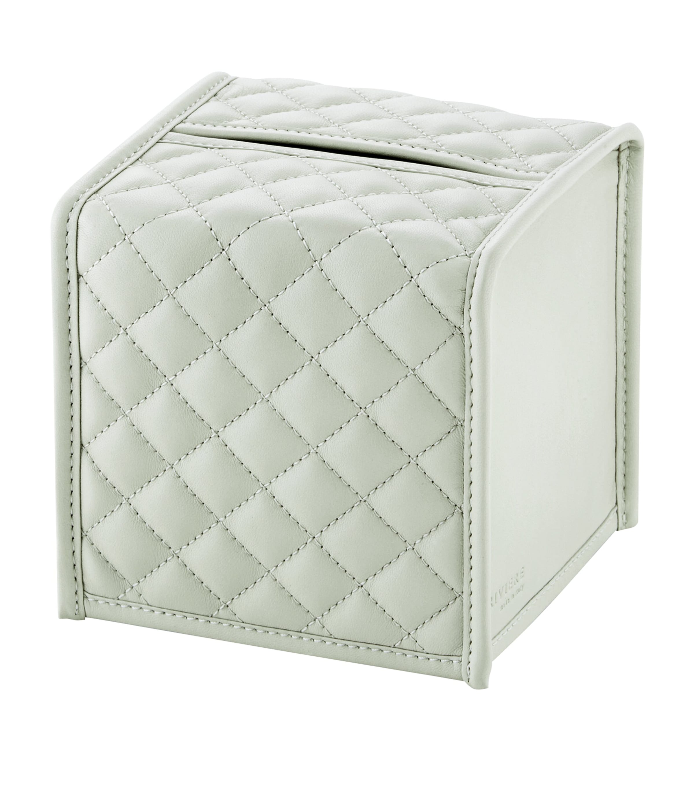 Riviere Leather Square Elba Diamonds Tissue Box Celadon Green
