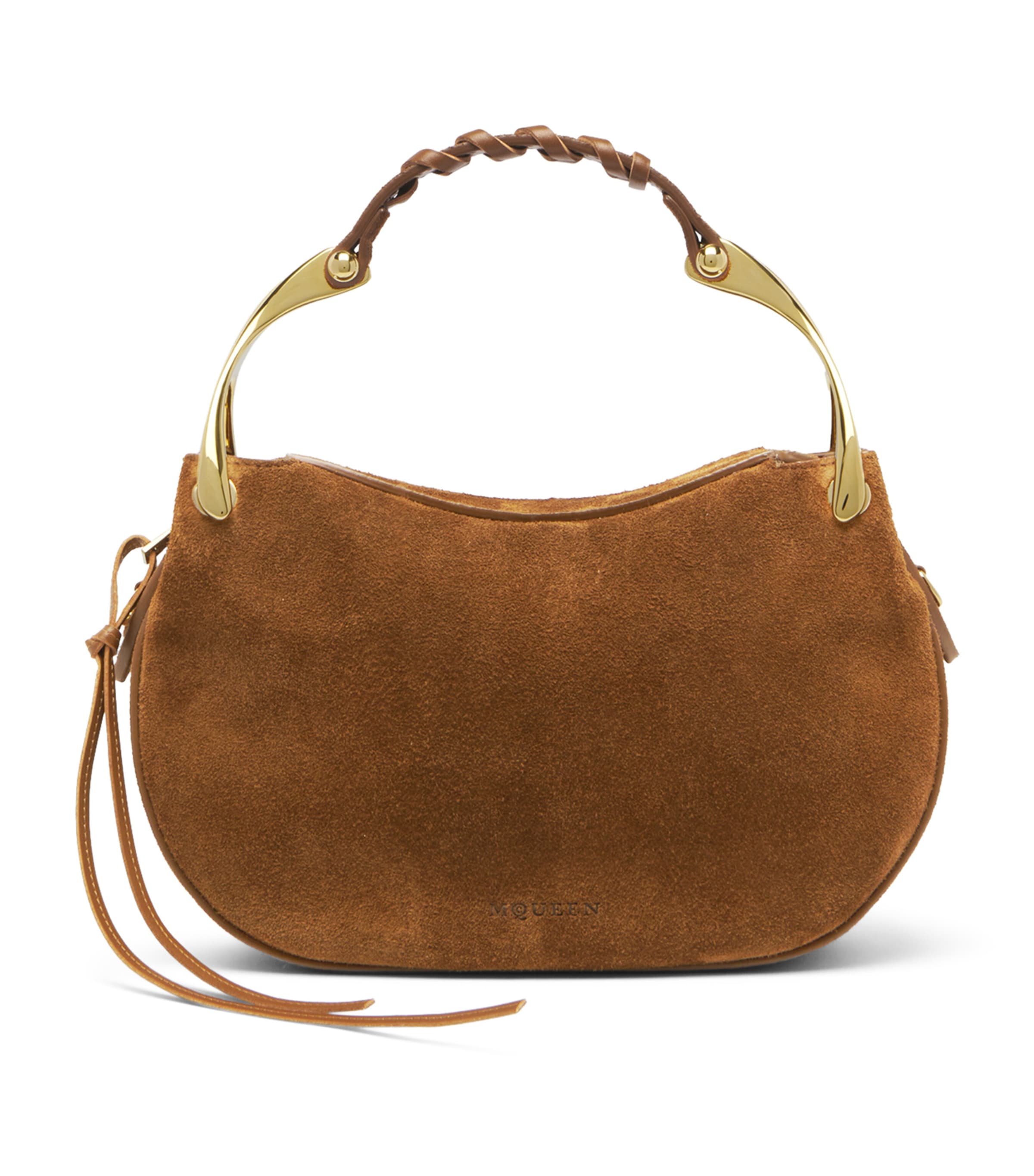 McQueen Mini Suede Wishbone Top-Handle Bag