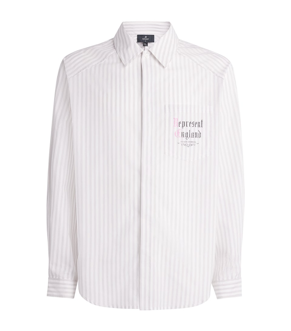 Represent Mens Cotton Pinstripe Shirt Flat White