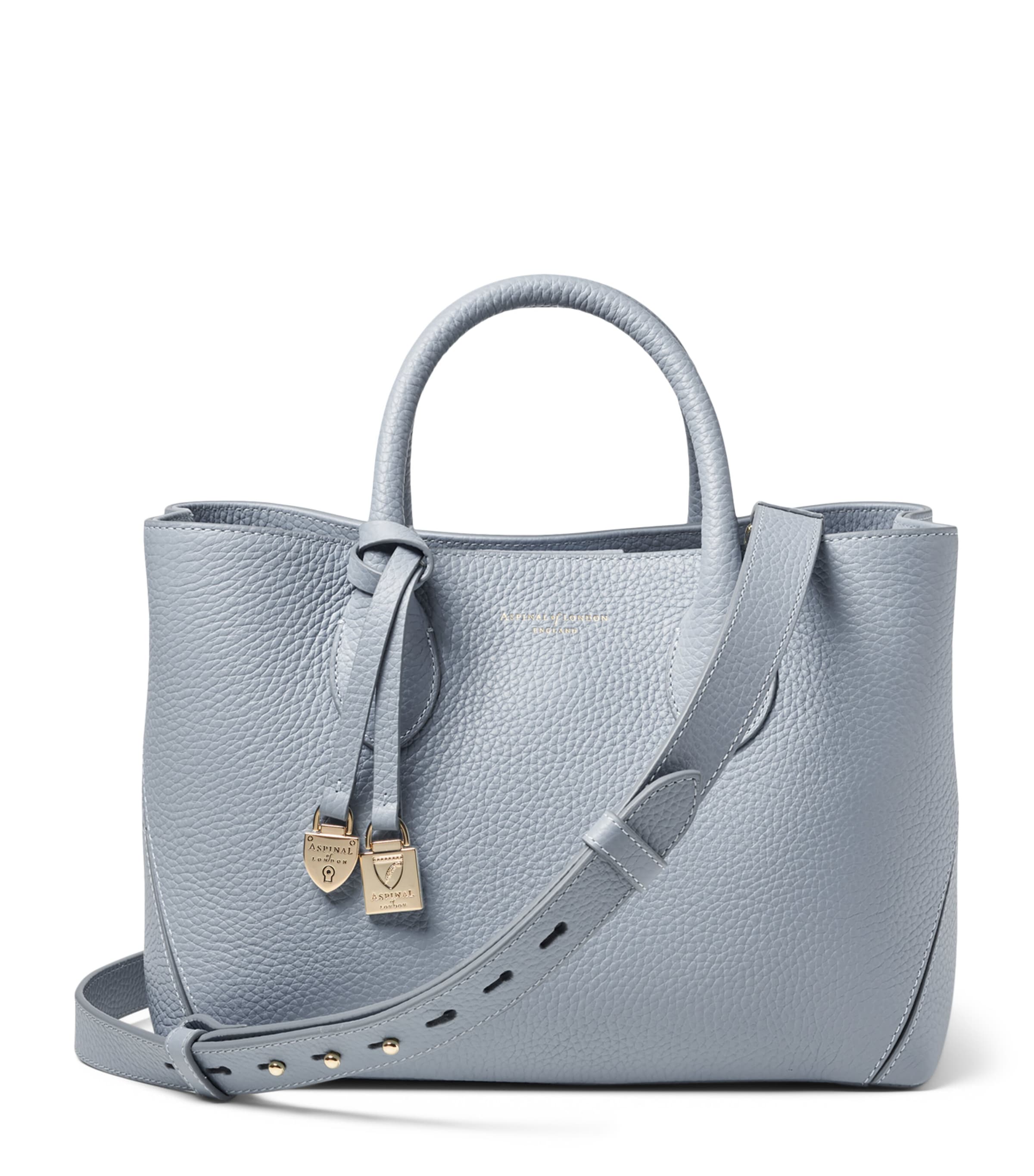 Aspinal Of London Midi Leather London Tote Bag Skyblue