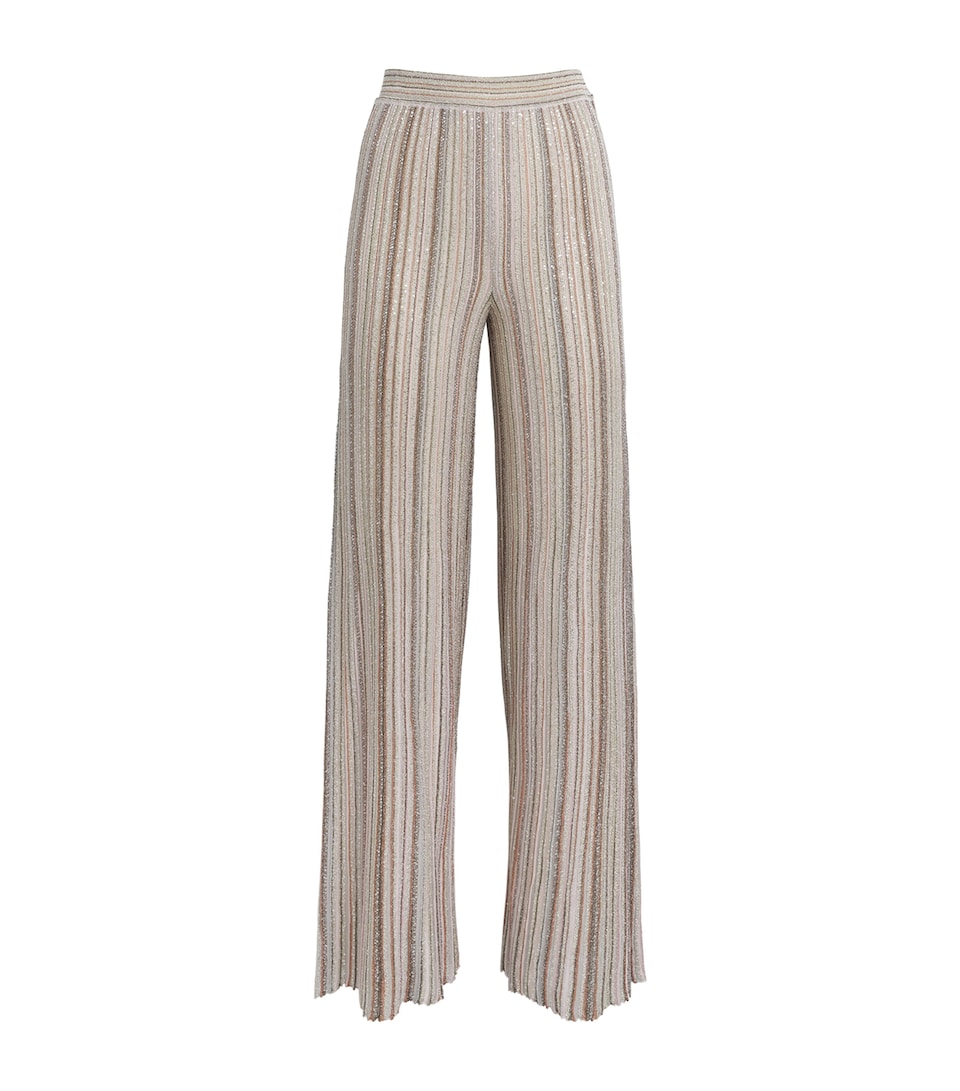Missoni Womens Embellished Stripe Trousers Pink Tones