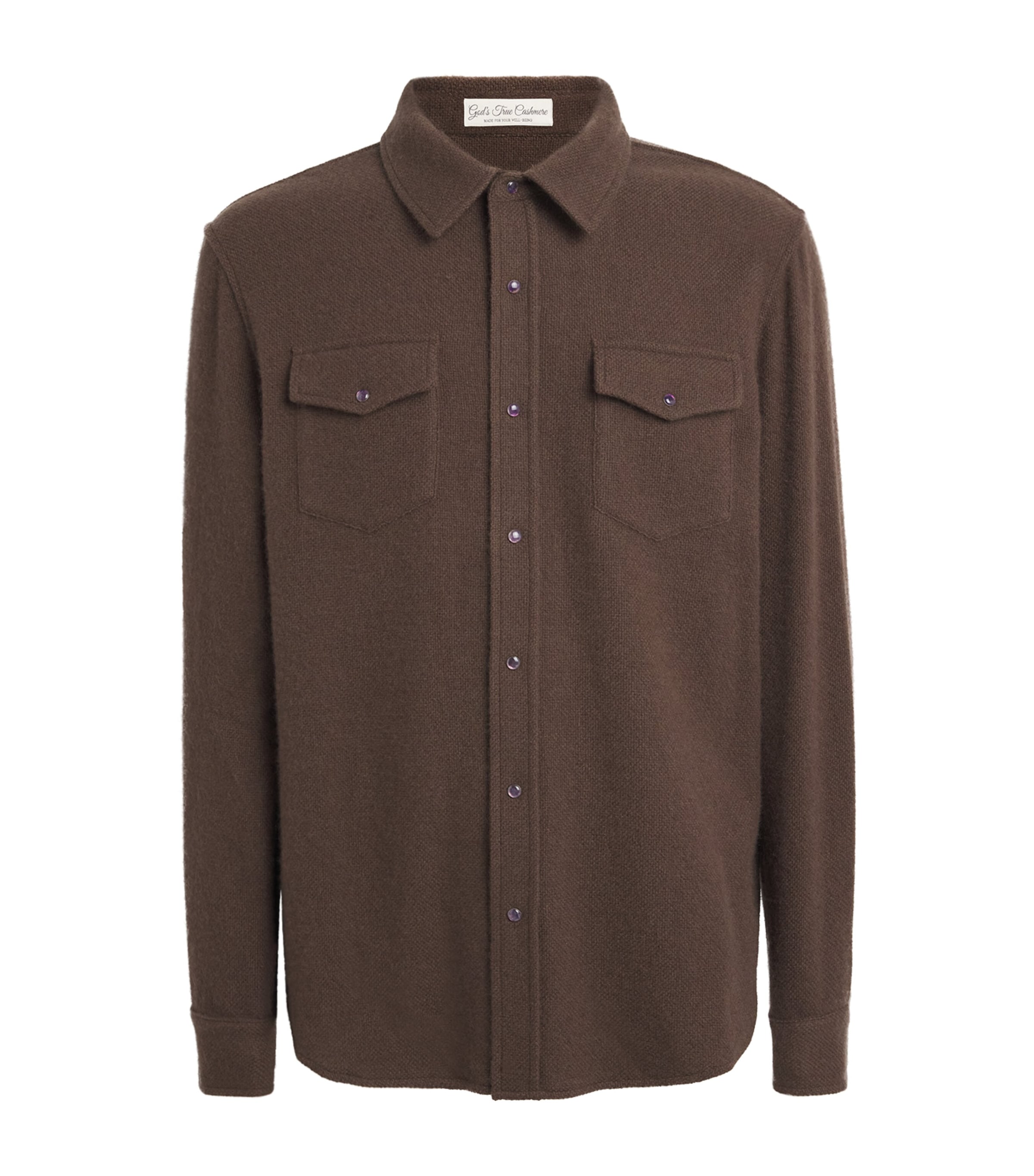 God's True Cashmere Mens Cashmere Button-Up Shirt Amethyst