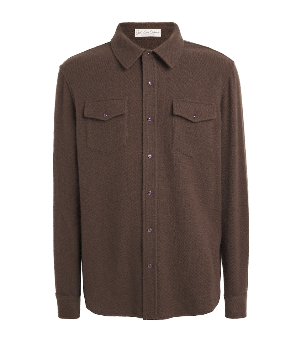 God's True Cashmere Mens Cashmere Button-Up Shirt Amethyst