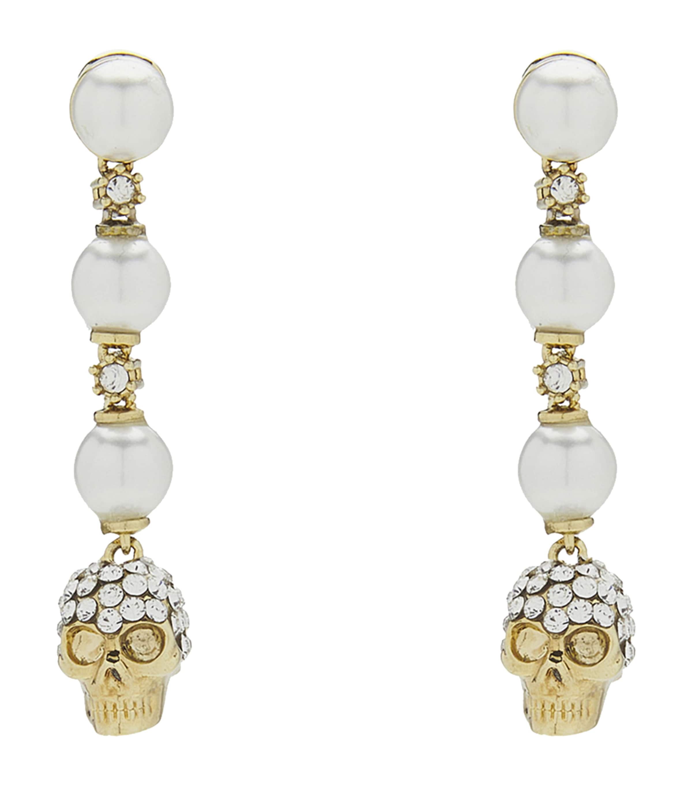 McQueen Faux Pearl and Skull Earrings