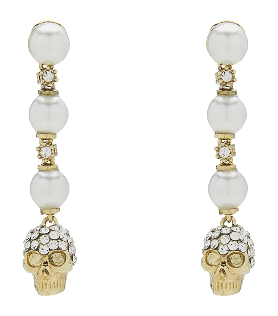McQueen Faux Pearl and Skull Earrings