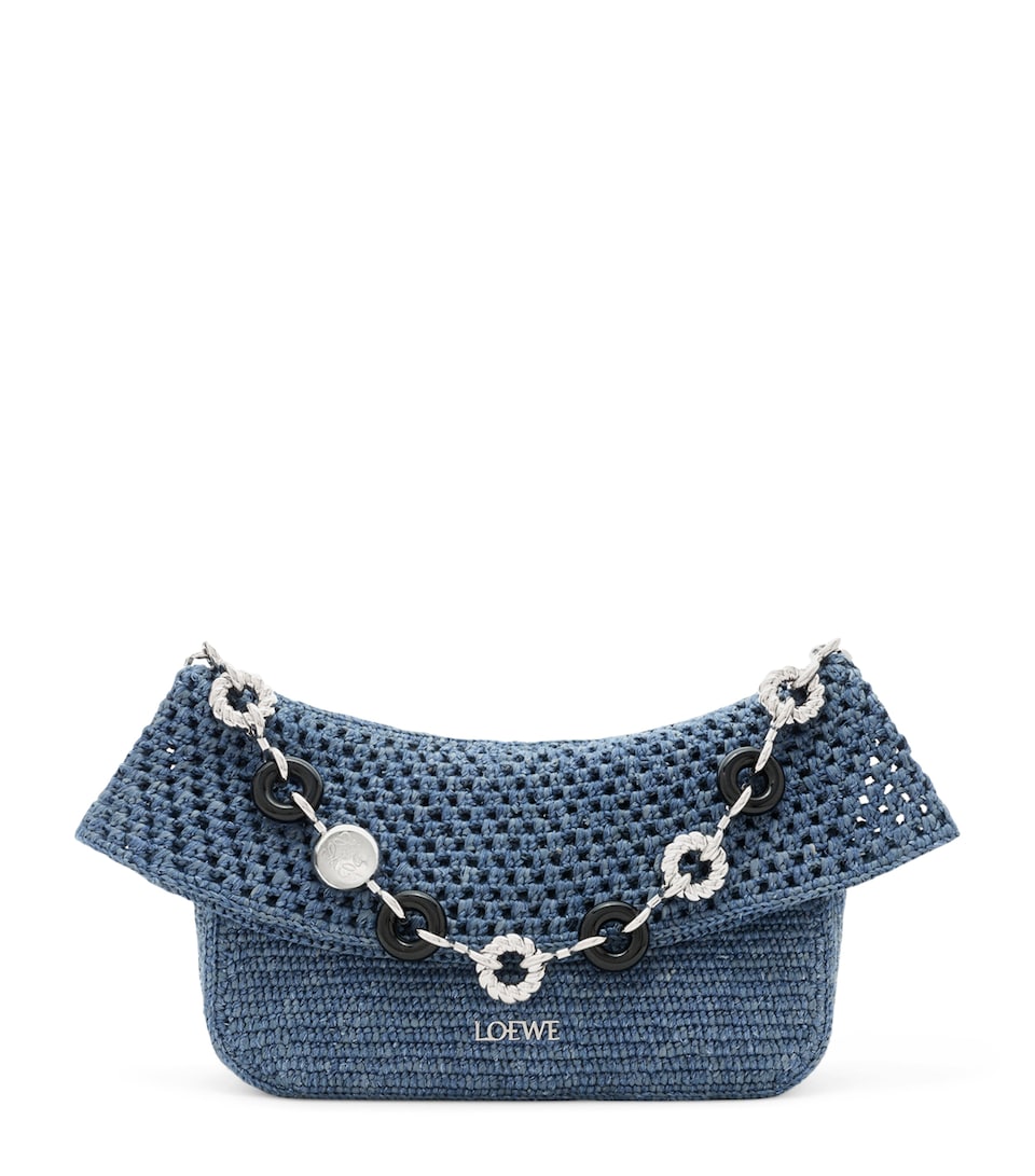 LOEWE x Paula's Ibiza Medium Crochet Ola Bag Shoulder Bag Denim Blue