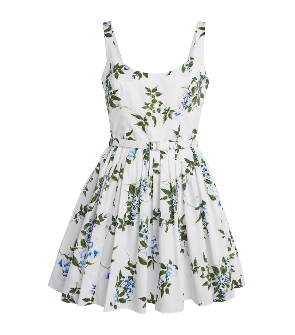 Emilia Wickstead Womens Organic Cotton Eglantine Mini Dress White Lilac Lillies