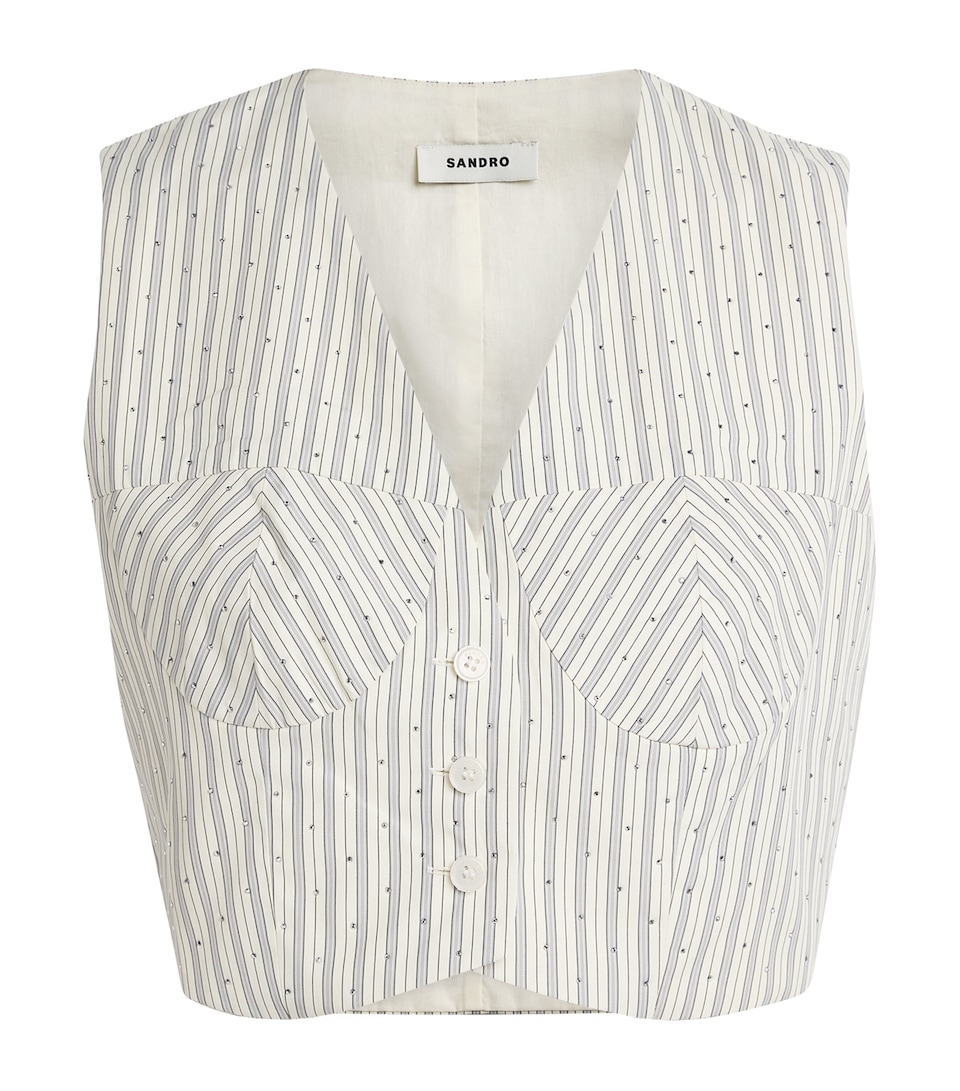 Embellished Stripe Crop Top