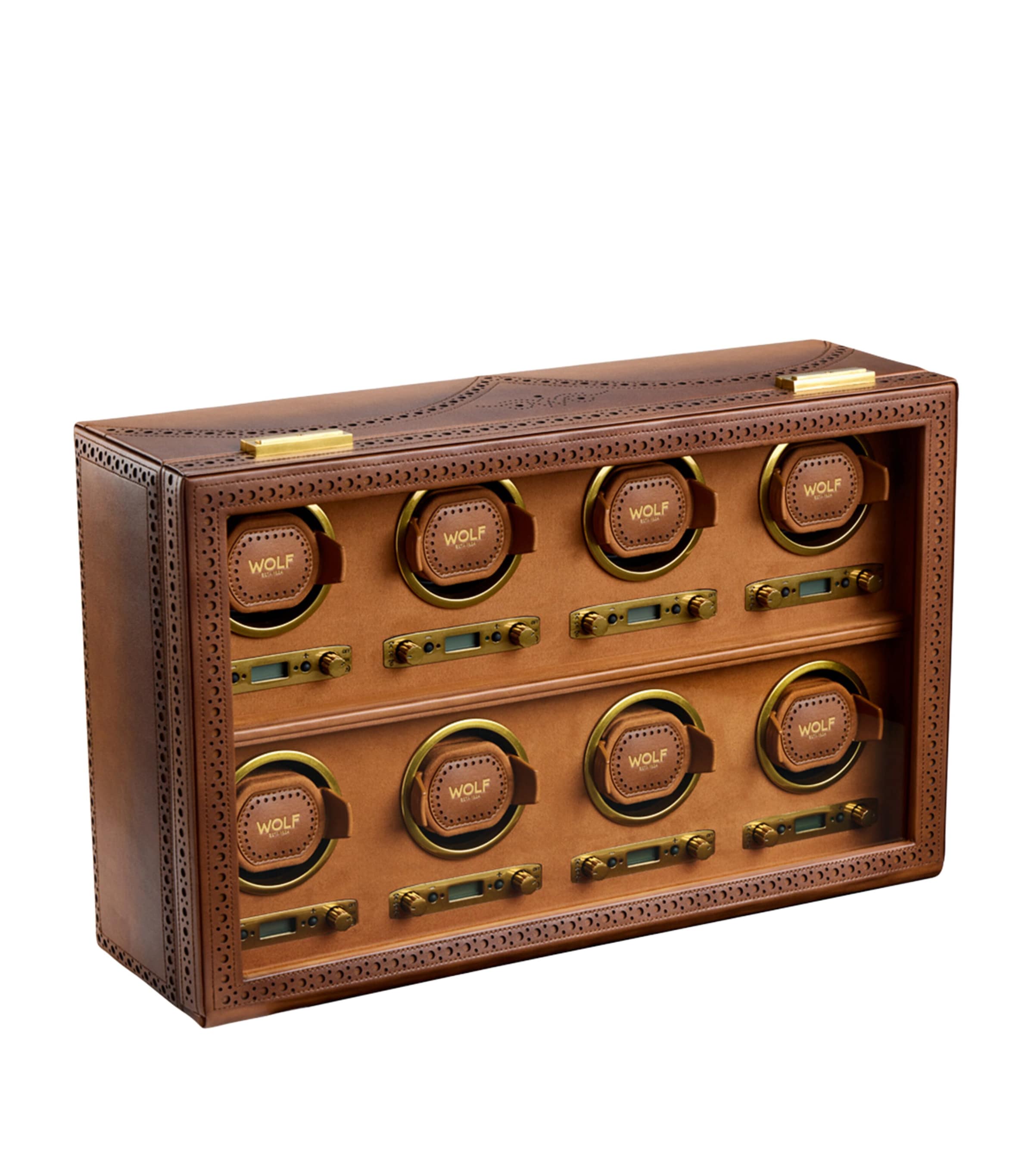 WOLF Brogue 8-Piece Watch Winder Burnished Brown