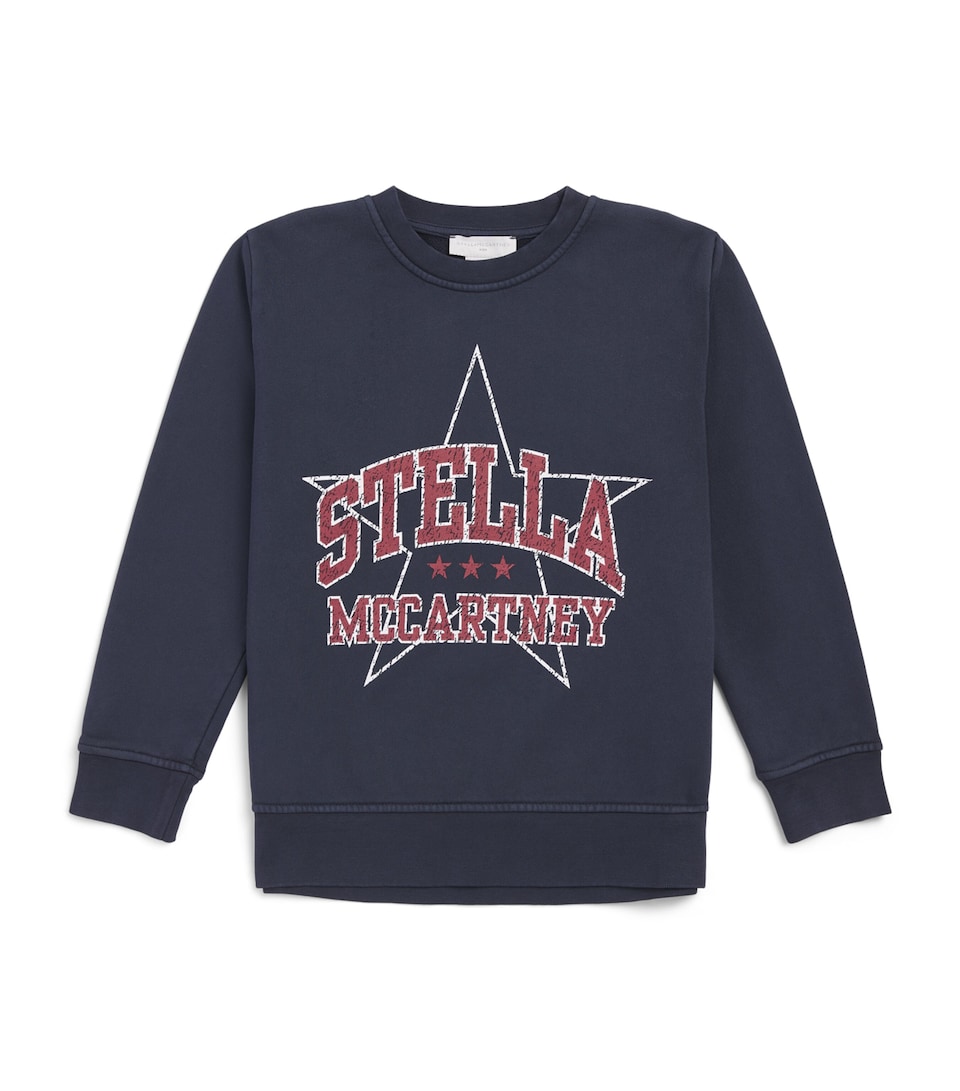 Stella McCartney Kids Organic Cotton Star Sweatshirt (3-14 Years) Blu Notte