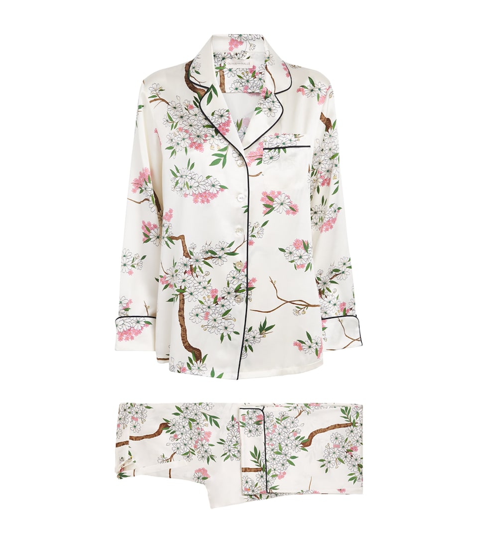 Olivia von Halle Womens Silk Floral Lila Pyjama Set Ana