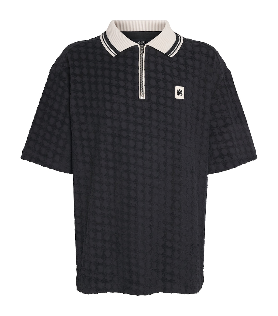 AMIRI Mens MA Quad Zip-Up Polo Shirt Black