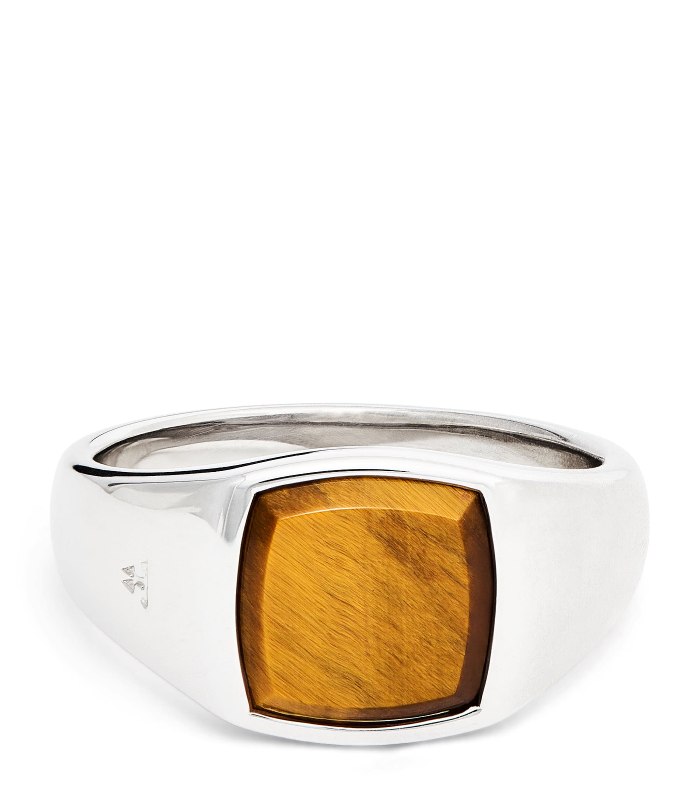 Tom Wood Rhodium-Plated Sterling Silver Kay Tiger Eye Ring